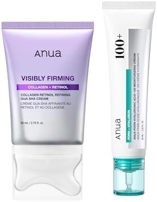 ANUA Viral Face Cream Duo | PDRN Hyaluronic Acid 100 Moisturizing Cream & Collagen Retinol Refining Gua Sha Cream, Hydrating Care Set, Korean Skincare