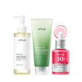 Anua 3-Step Glass Skin Beginner Kit | Oil Cleanser and Face Wash with Facial Serum, Double Cleansing Daily Routine with Niacinamide, Korean Skincare