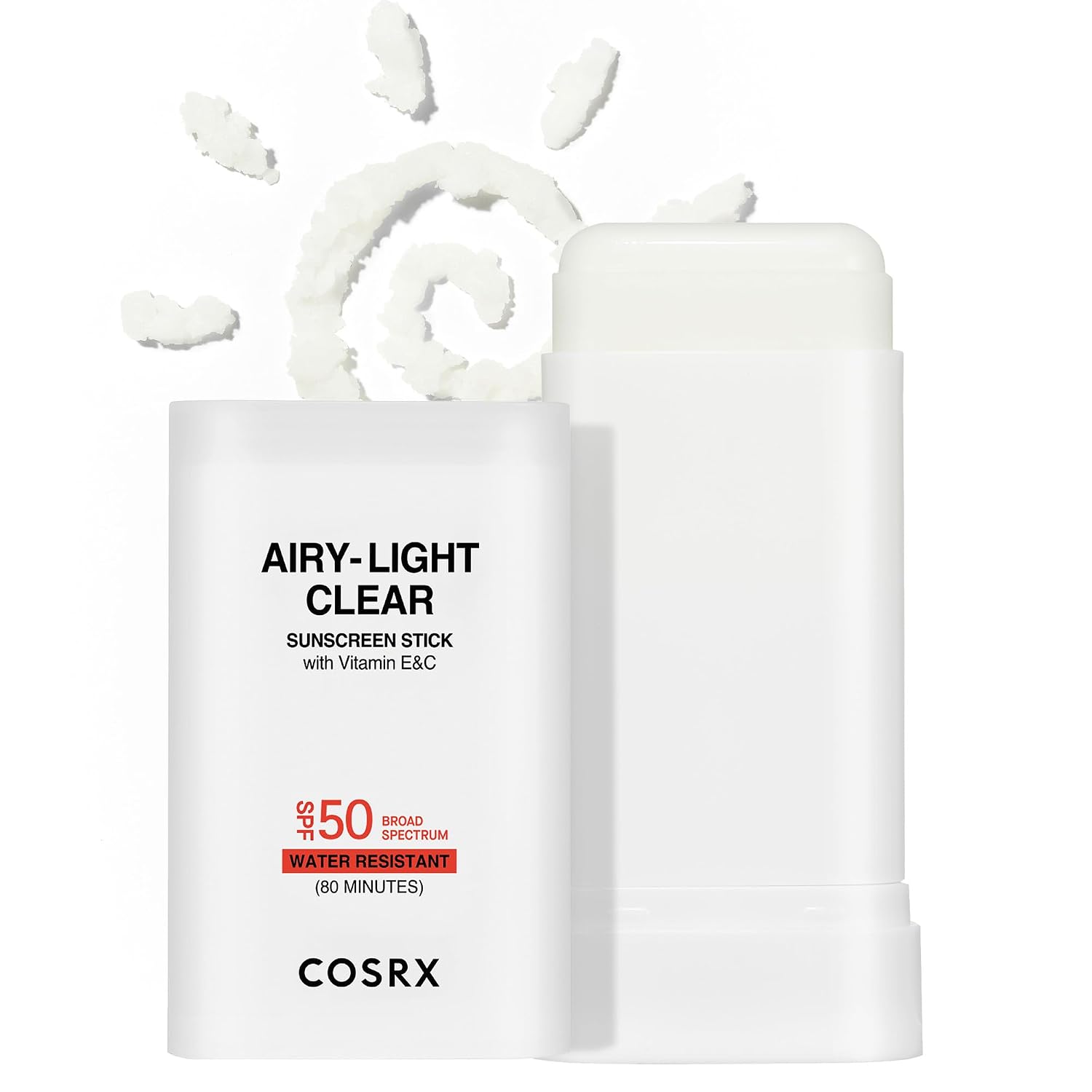COSRX Airy-Light Clear Sunscreen Stick with Vitamin E&C, SPF 50, 0.67 oz | Korean Suncreen Stick Suncare Sunblock, Lightweight, No White Cast, Water resistant, Oil Control Matte Sunscreen for Face
