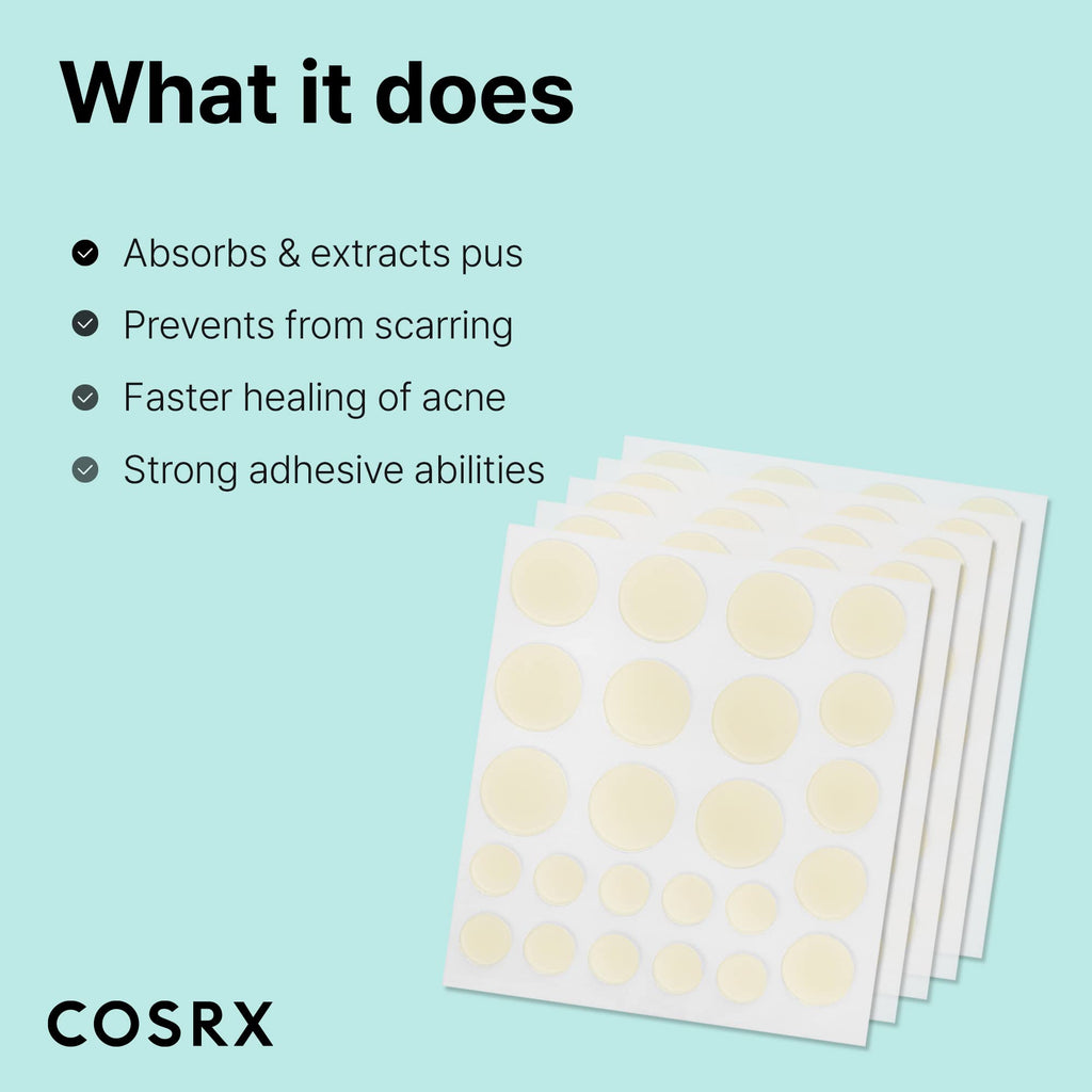 COSRX Acne Pimple Patches Absorbing Hydrocolloid Spot, 3 Size (72 Count) | Pimple Stickers for Blemishes and Zits Cover, Absorbs Zits & Blemish, Spot Stickers for Face and Body, Korean Skin Care