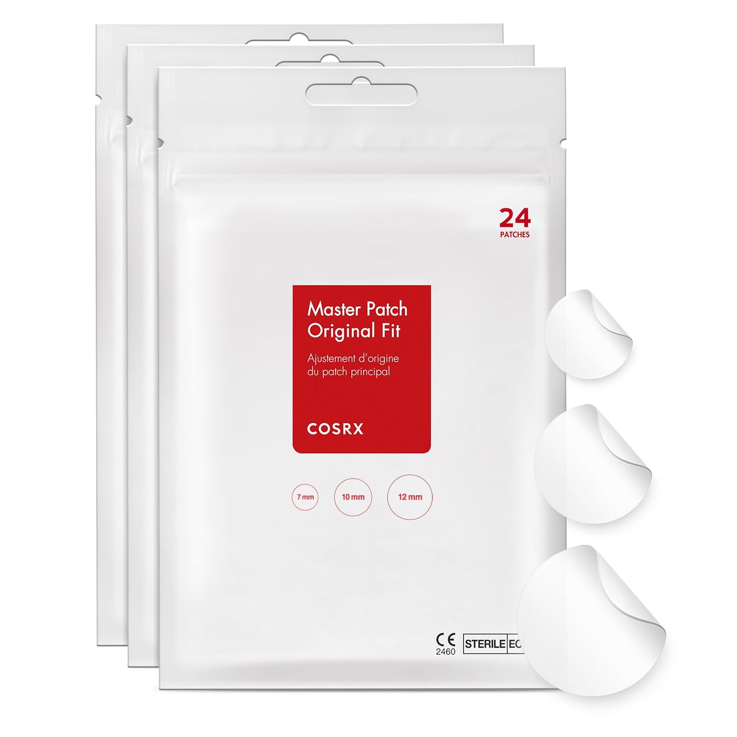 COSRX Acne Pimple Patches Absorbing Hydrocolloid Spot, 3 Size (72 Count) | Pimple Stickers for Blemishes and Zits Cover, Absorbs Zits & Blemish, Spot Stickers for Face and Body, Korean Skin Care