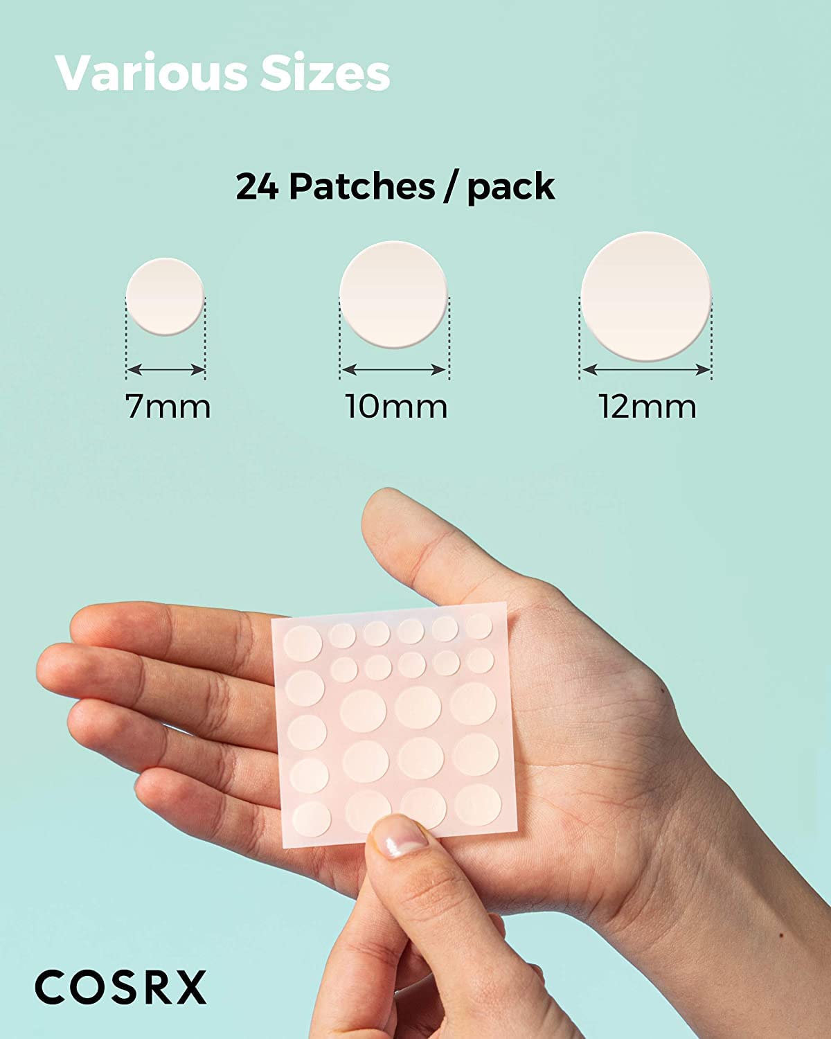 COSRX Acne Pimple Patches Absorbing Hydrocolloid Spot, 3 Size (72 Count) | Pimple Stickers for Blemishes and Zits Cover, Absorbs Zits & Blemish, Spot Stickers for Face and Body, Korean Skin Care