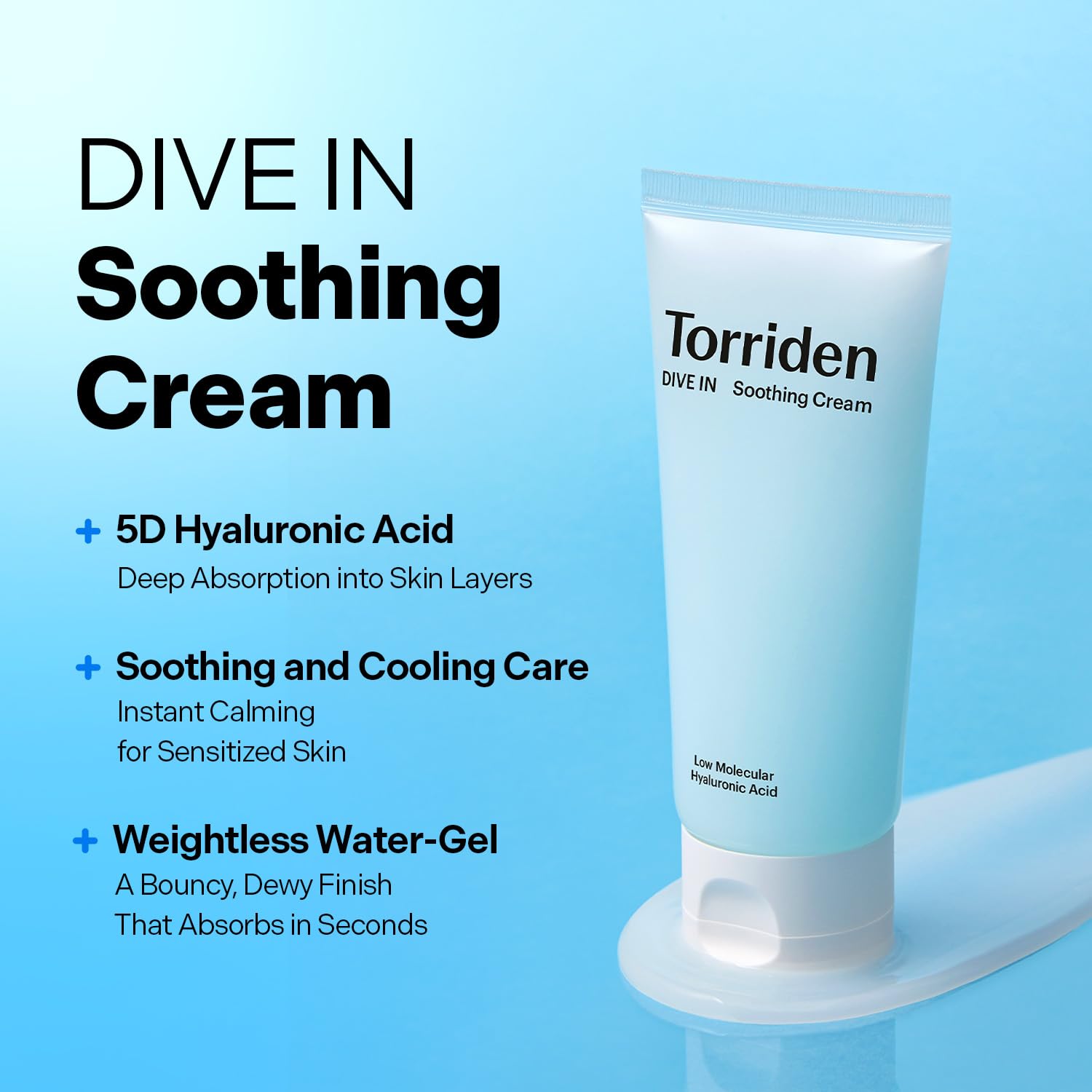 Torriden DIVE IN Hyaluronic Acid Soothing Cream 100ml (3.38 fl. oz) | Revitalizing Facial Moisturizer for Sensitive and Dry Skin | Hyaluronic Acid, Panthenol, Allantoin