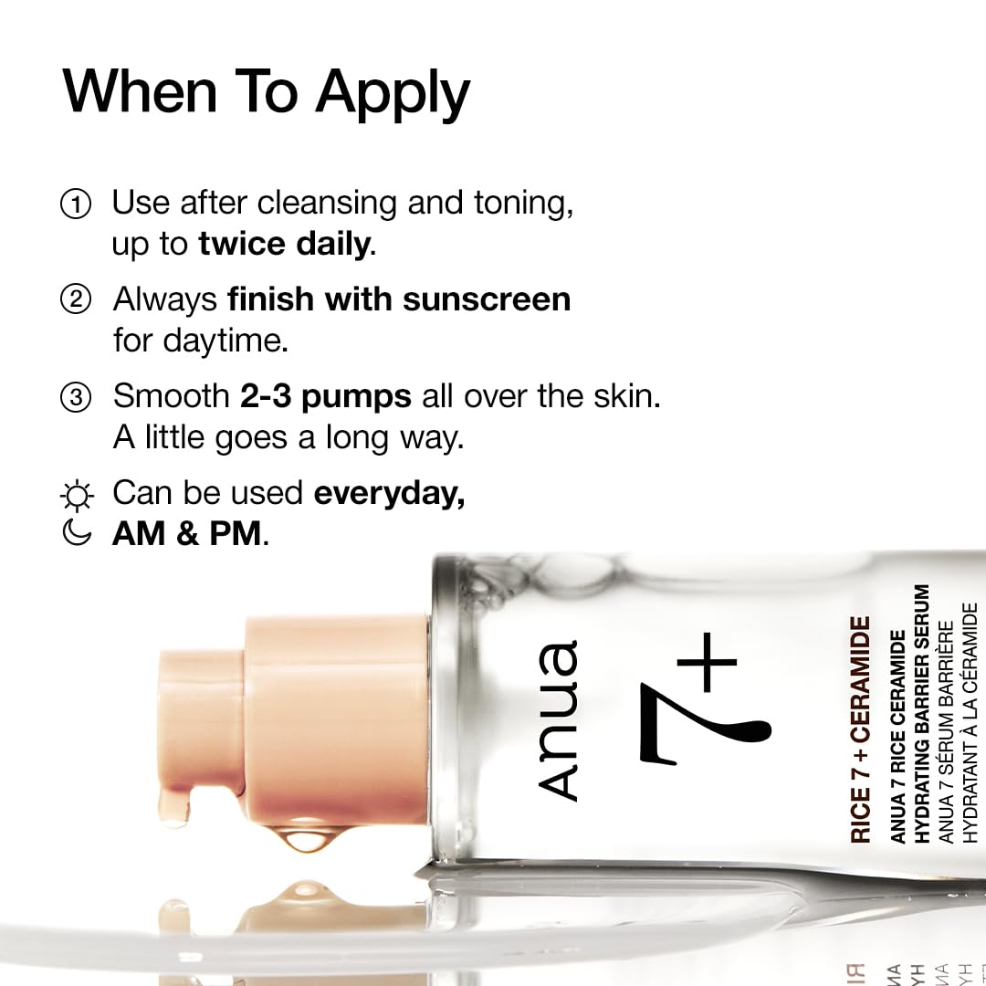 Anua Rice Ceramide 7 Hydrating Barrier Serum, 1.69 fl oz