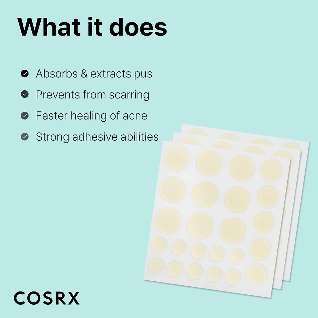COSRX Acne Pimple Patches Absorbing Hydrocolloid Spot, 3 Size (72 Count) | Pimple Stickers for Blemishes and Zits Cover, Absorbs Zits & Blemish, Spot Stickers for Face and Body, Korean Skin Care