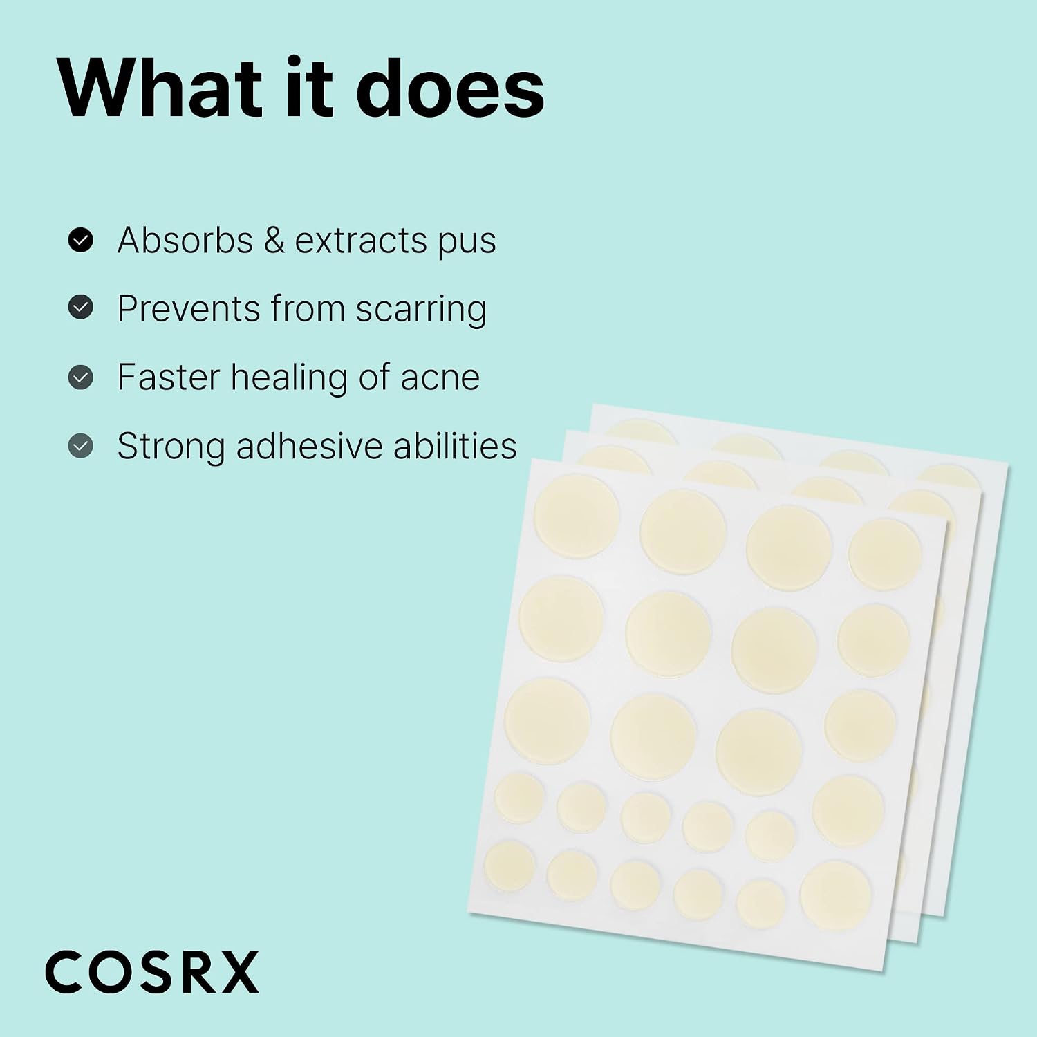 COSRX Acne Pimple Patches Absorbing Hydrocolloid Spot, 3 Size (72 Count) | Pimple Stickers for Blemishes and Zits Cover, Absorbs Zits & Blemish, Spot Stickers for Face and Body, Korean Skin Care