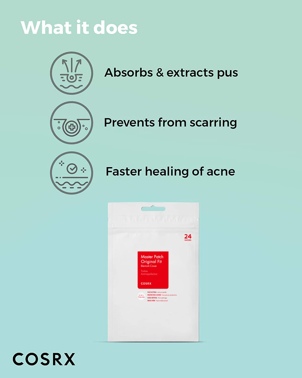 COSRX Acne Pimple Patches Absorbing Hydrocolloid Spot, 3 Size (72 Count) | Pimple Stickers for Blemishes and Zits Cover, Absorbs Zits & Blemish, Spot Stickers for Face and Body, Korean Skin Care