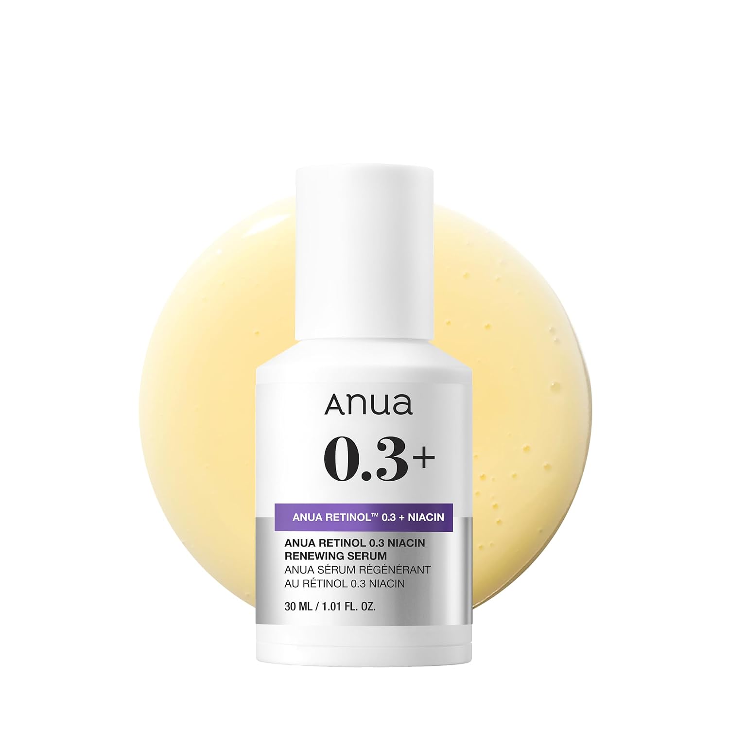 Anua Retinol Serum for Smooth & Renewed Texture, 1.01 fl oz | 0.3% Retinol, 5% Niacinamide, Hydration & Glass Skin, Gentle for Beginners, Korean Skincare