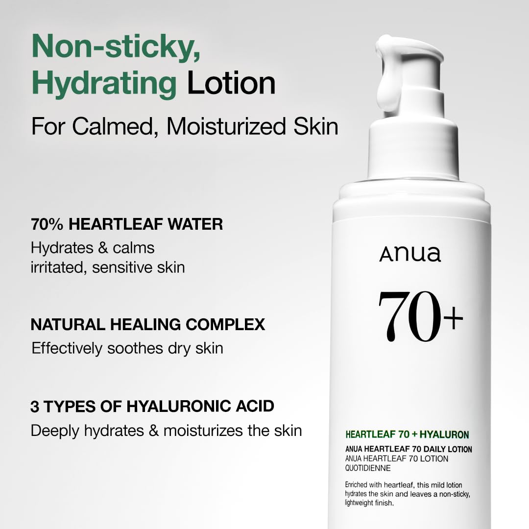 Anua Heartleaf Daily Lotion, 6.76 fl.oz | Lightweight Face Moisturizer with Hyaluronic Acid, Gentle & Calming Face Cream for Soothing, Hydration, & Moisture Barrier