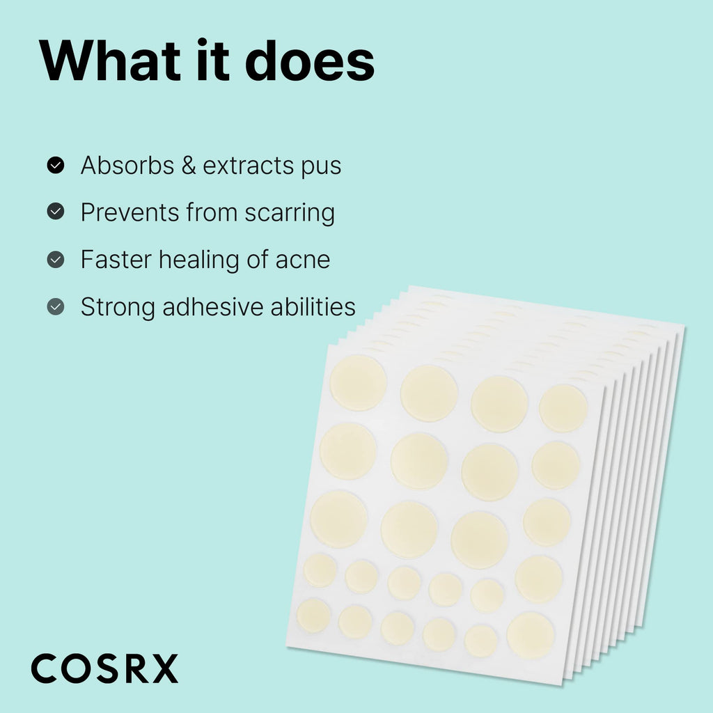 COSRX Acne Pimple Patches Absorbing Hydrocolloid Spot, 3 Size (72 Count) | Pimple Stickers for Blemishes and Zits Cover, Absorbs Zits & Blemish, Spot Stickers for Face and Body, Korean Skin Care