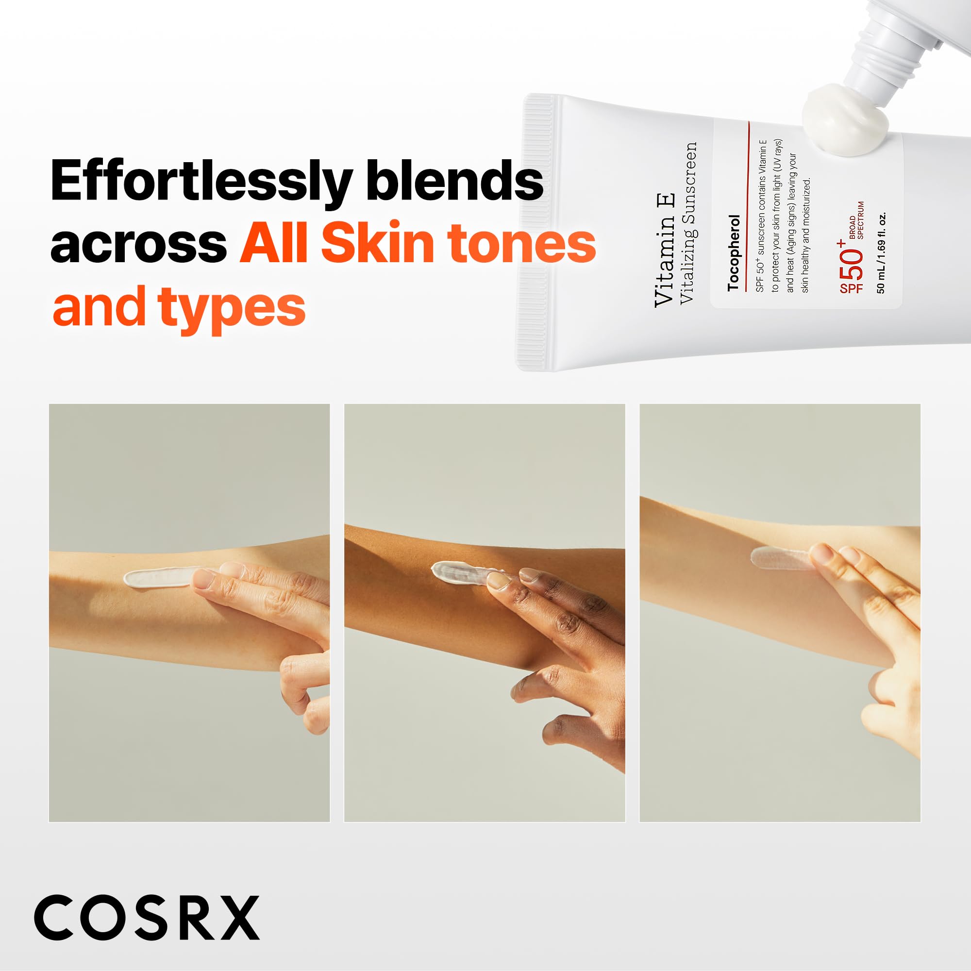 COSRX Vitamin E Sunscreen SPF 50, Natural Glow, for Oily Skin, 1.69 fl oz