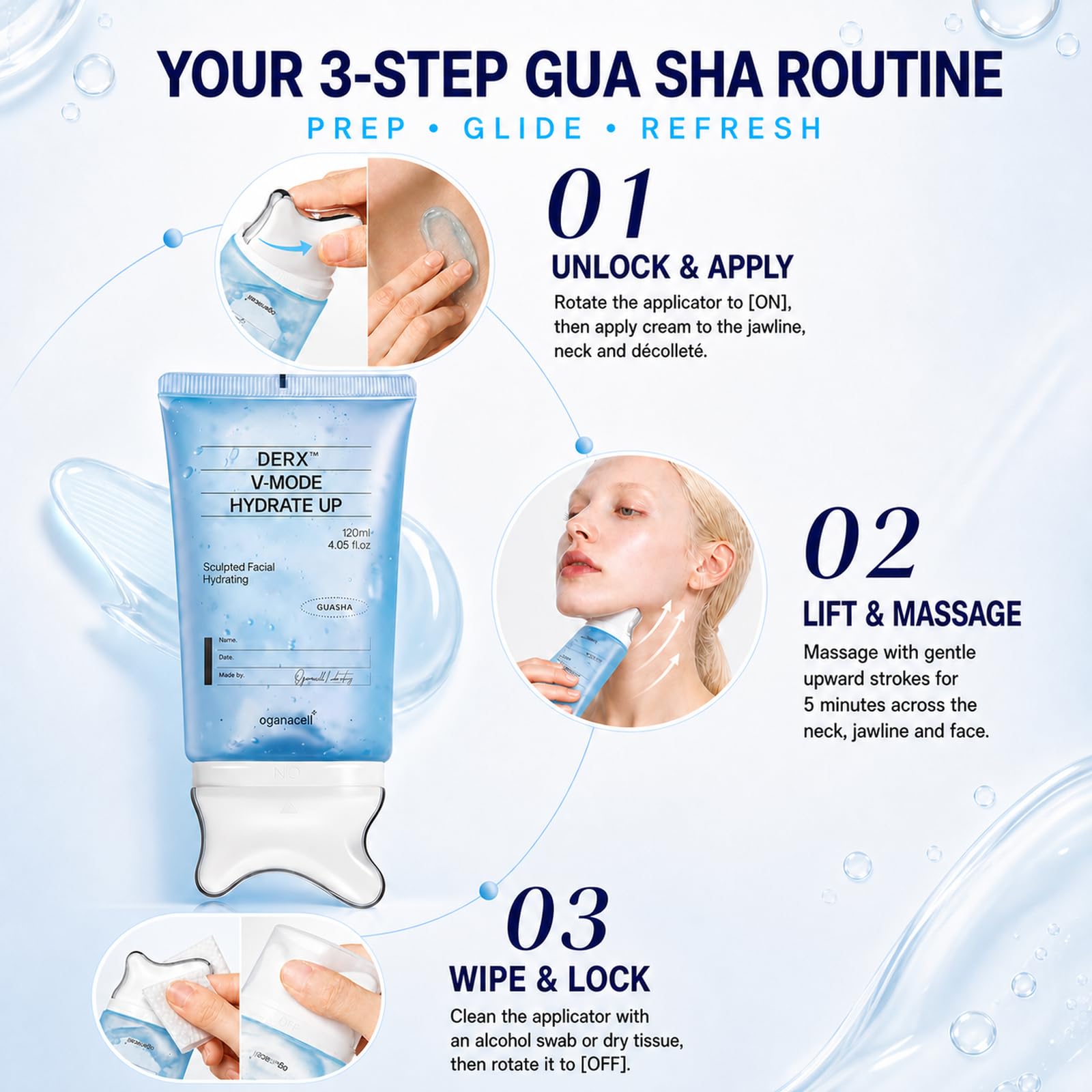 OGANA CELL PDRN Neck Cream For Lifting & Firming,Gua Sha Cream With Neck Massager For Contour Care Including Jawline & Neck, Extra Large Size For Long-Term Use With Korean Skincare 4.05 fl.oz