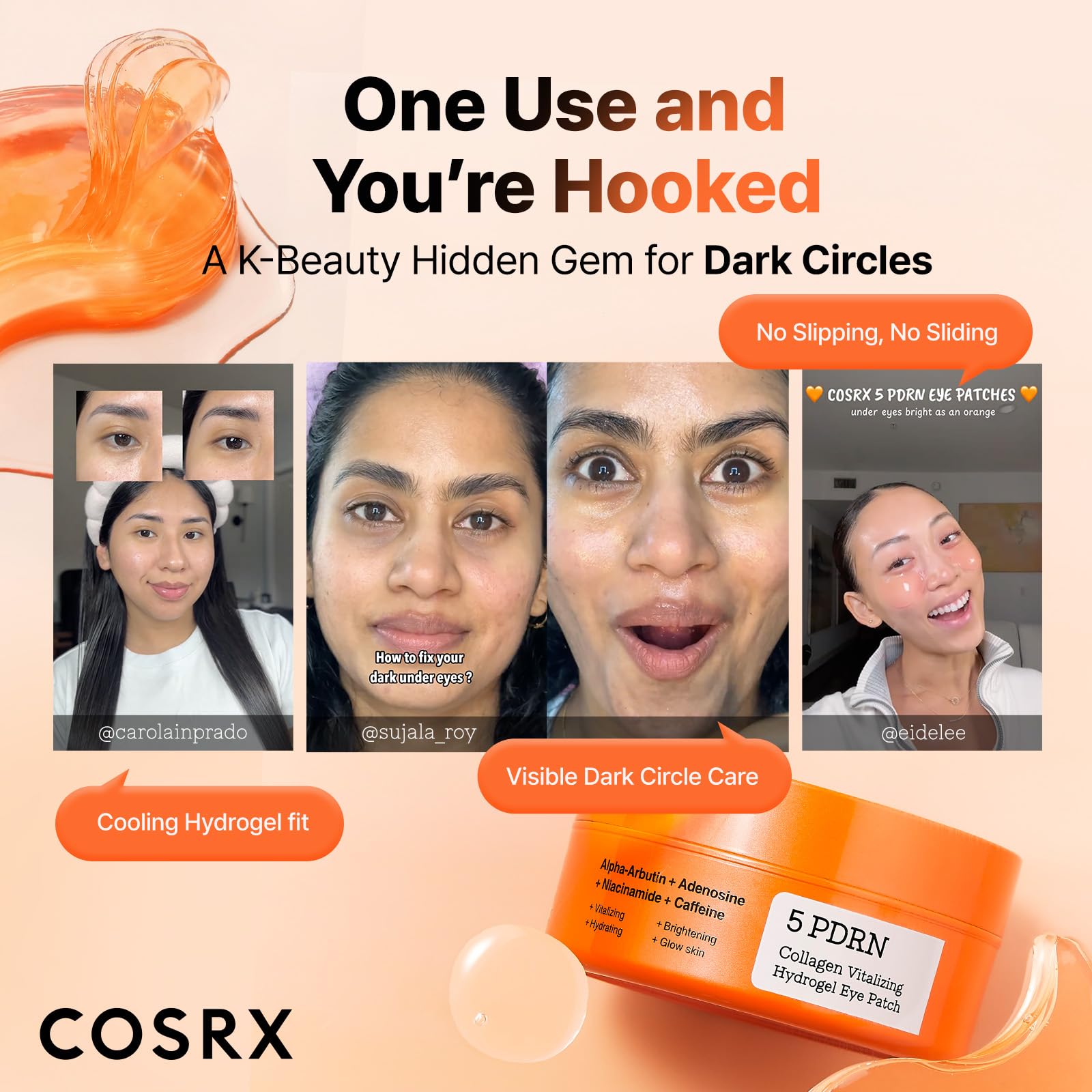 COSRX 5-PDRN Collagen Eye Patches for Dark Circles, 60 Under Eye Patches