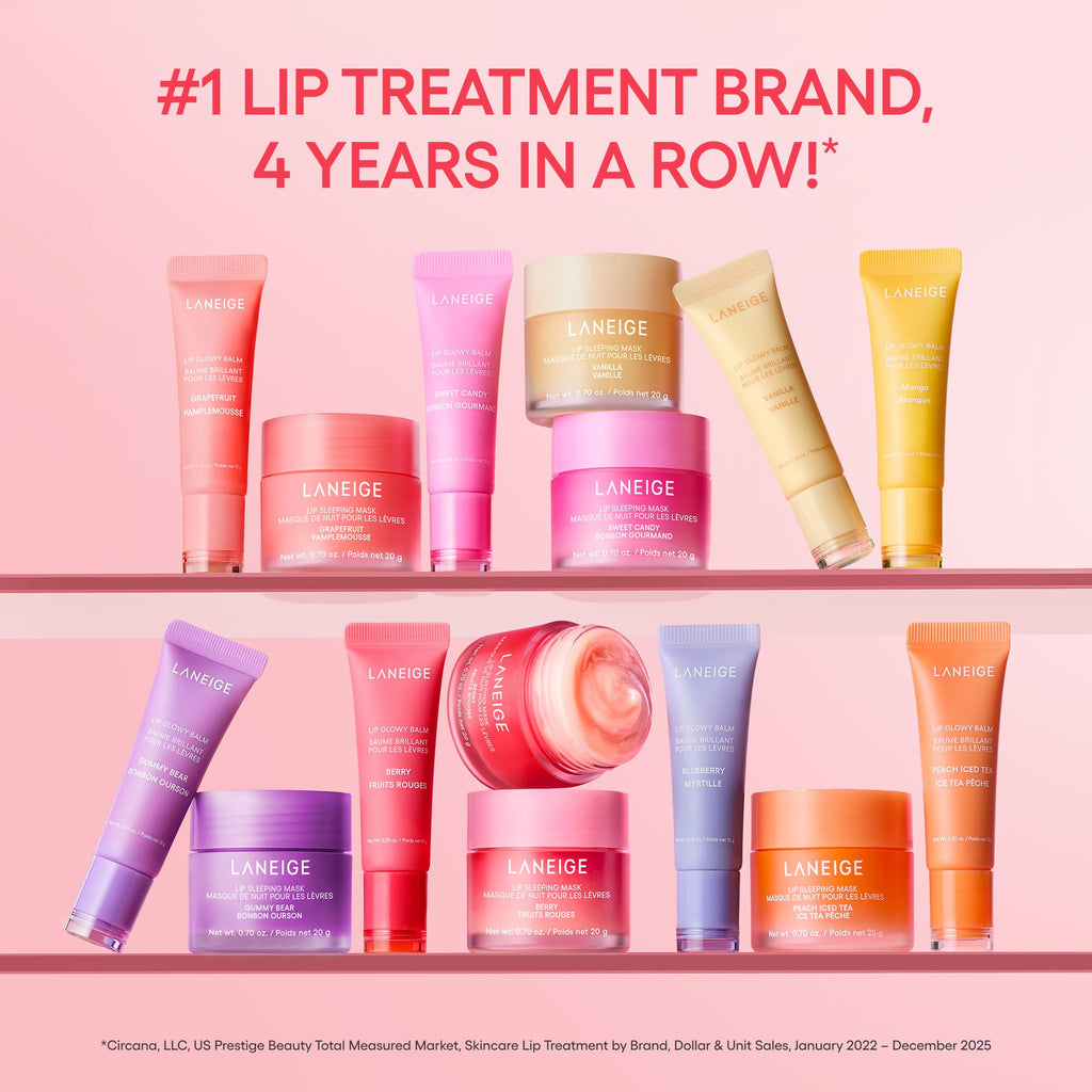 LANEIGE Lip Glowy Balm: Sheer Tinted Lip Treatment Balm Tube with Shea & Murumuru Butters for Hydrating, Moisturizing, Glossy, Non-Sticky Shine, Berry | Korean Skin Care, Mango
