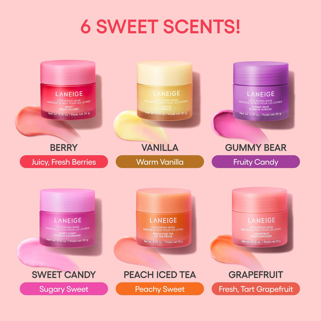 LANEIGE Lip Sleeping Mask: Hydrating & Nourishing Korean Overnight Lip Treatment Mask with Shea Butter, Vitamin C & Murumuru, Antioxidants For Flaky, Dry Lips | Korean Skin Care, Berry