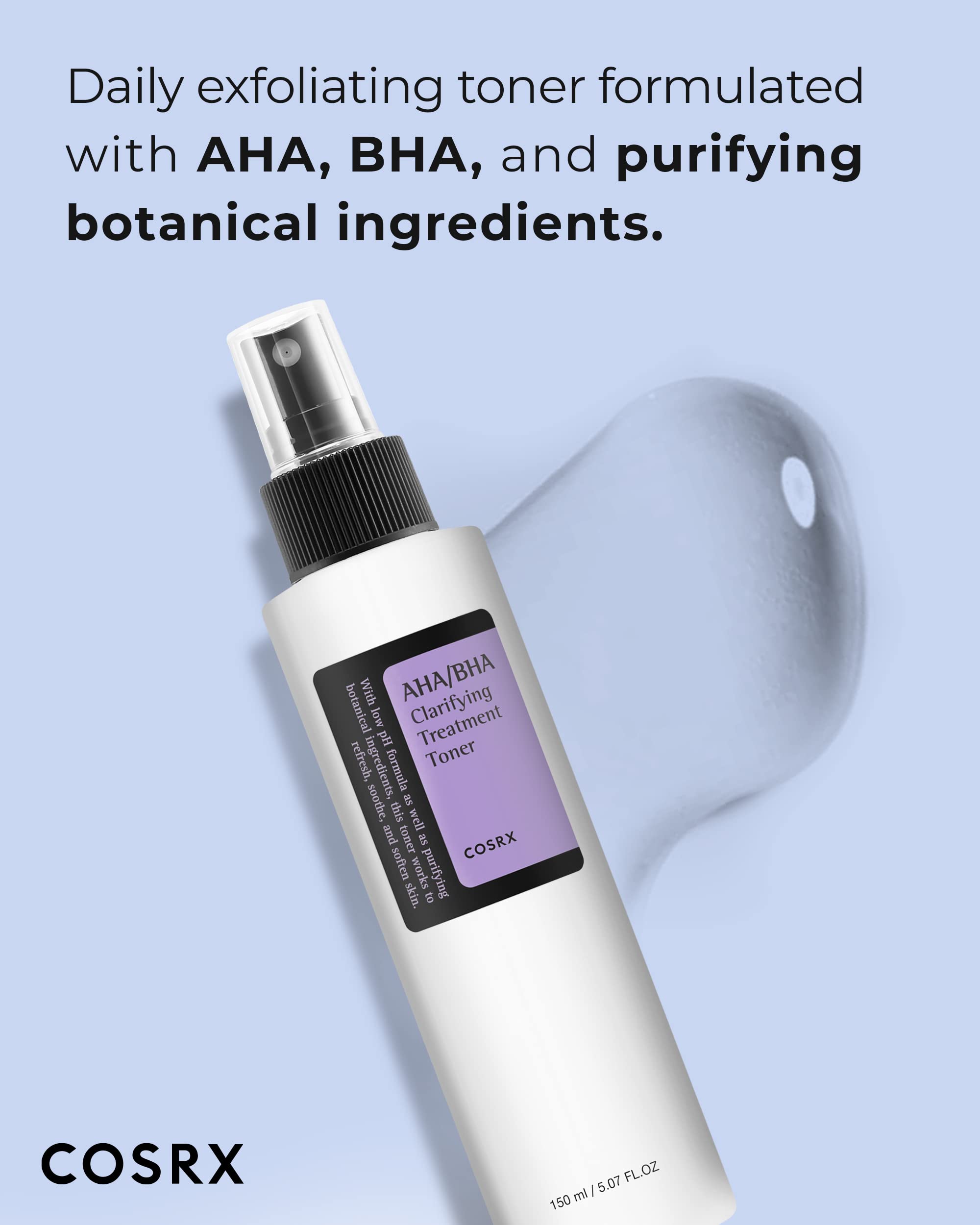 COSRX AHA/BHA Treatment Toner for Whiteheads & Clogged Pores, 5.07 fl.oz