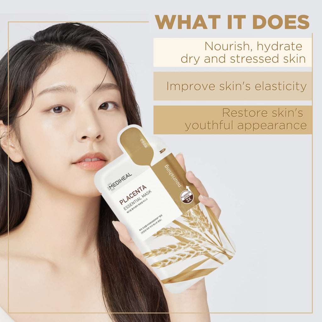 Mediheal Best Korean Hyaluronate Watermide Essential Face Mask - Hydrating and Moisturizing Sheet Masks With Hyalu Active 3x For All Skin Types (10 Count)
