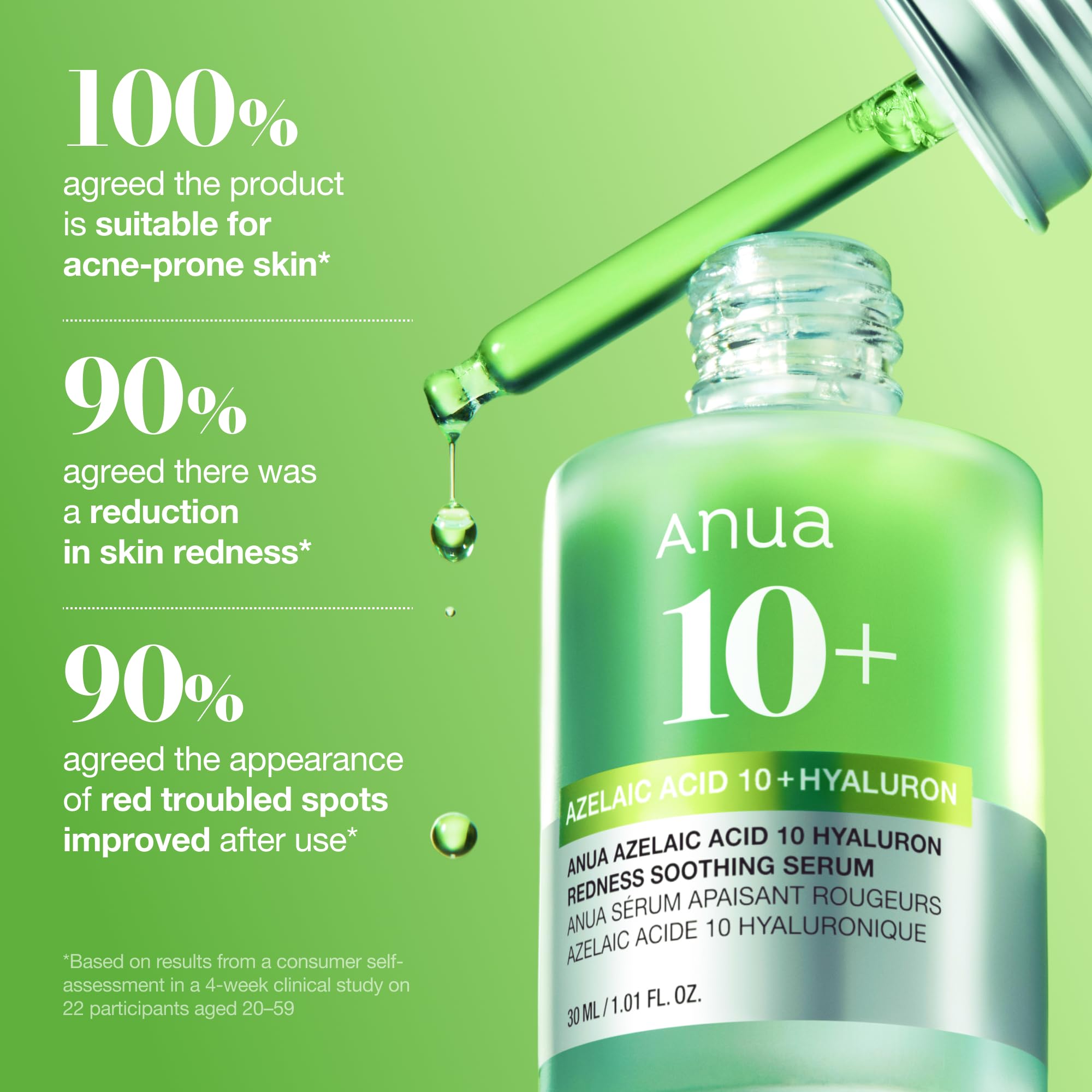 Anua Azelaic Acid 10 Hyaluron Redness Soothing Serum, 1.01 fl oz