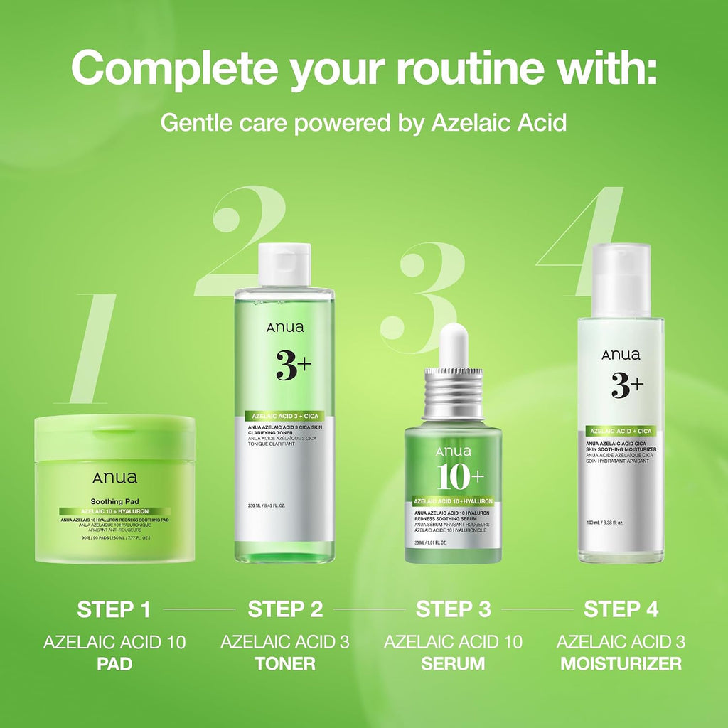 Anua Azelaic Acid 10 Hyaluron Redness Soothing Serum, 1.01 fl oz | Facial Serum for Blemish-Prone & Oily-Prone Skin, Lightweight & Hydrating Blemish Care, Hyaluronic Acid, Korean Skincare