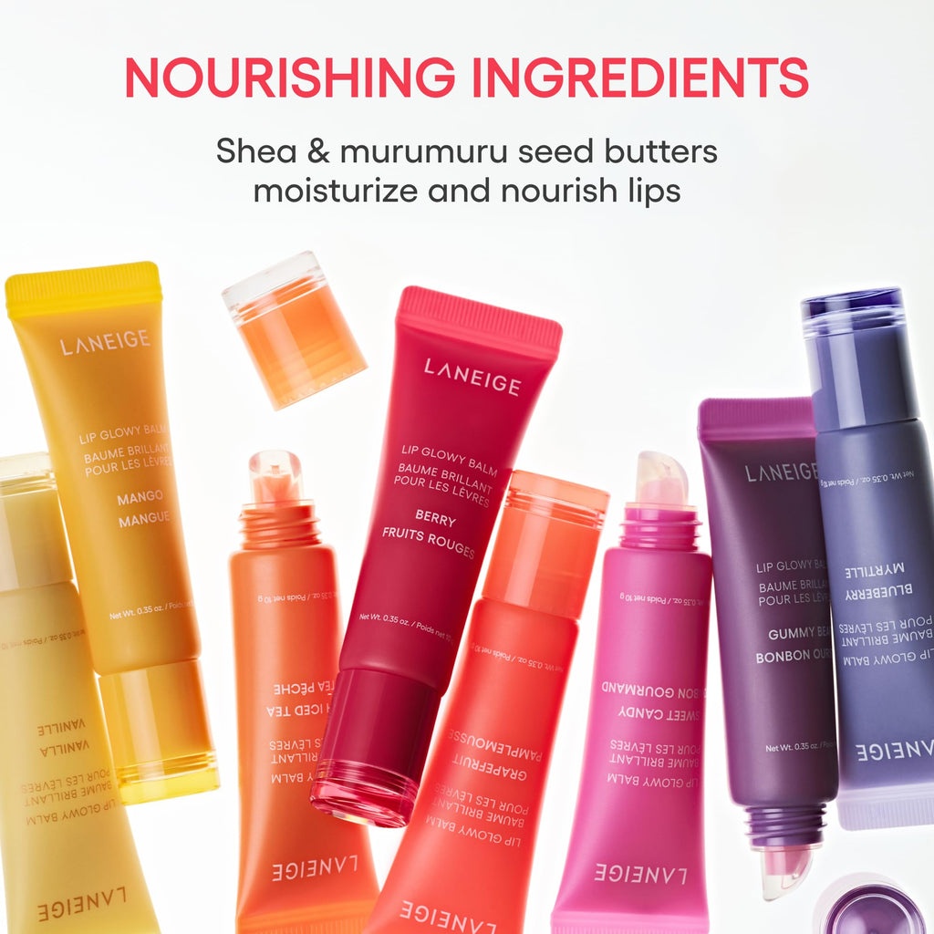 LANEIGE Lip Glowy Balm: Sheer Tinted Lip Treatment Balm Tube with Shea & Murumuru Butters for Hydrating, Moisturizing, Glossy, Non-Sticky Shine, Berry | Korean Skin Care, Mango