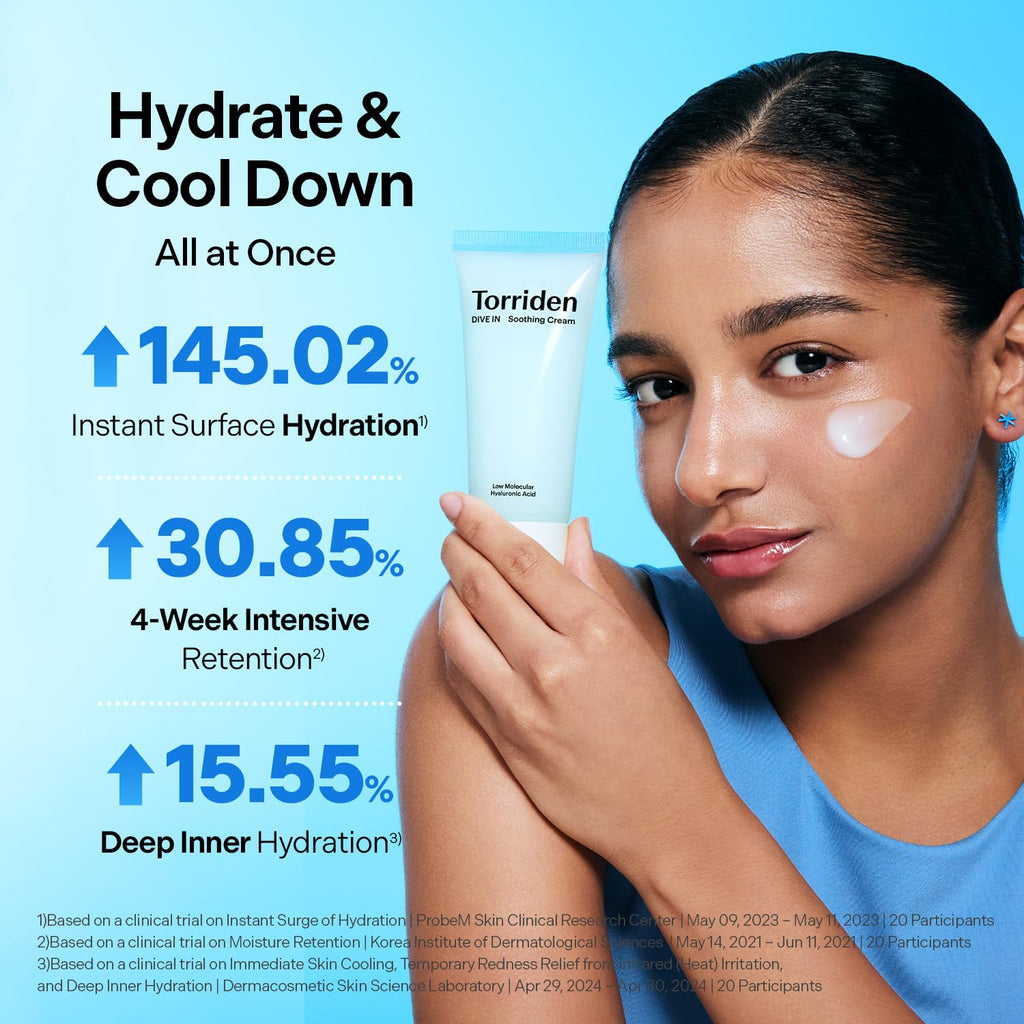 Torriden DIVE IN Hyaluronic Acid Soothing Cream 100ml (3.38 fl. oz) | Revitalizing Facial Moisturizer for Sensitive and Dry Skin | Hyaluronic Acid, Panthenol, Allantoin