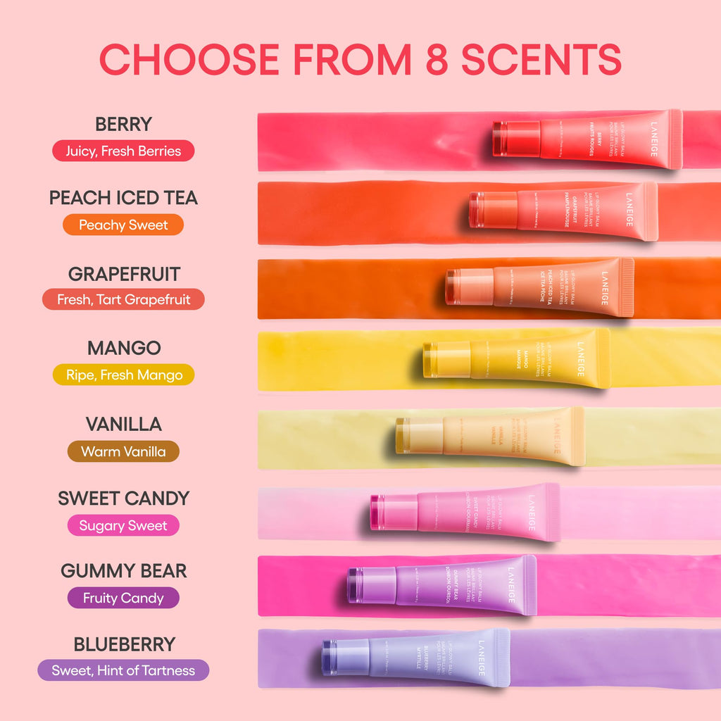 LANEIGE Lip Glowy Balm: Sheer Tinted Lip Treatment Balm Tube with Shea & Murumuru Butters for Hydrating, Moisturizing, Glossy, Non-Sticky Shine, Berry | Korean Skin Care, Mango