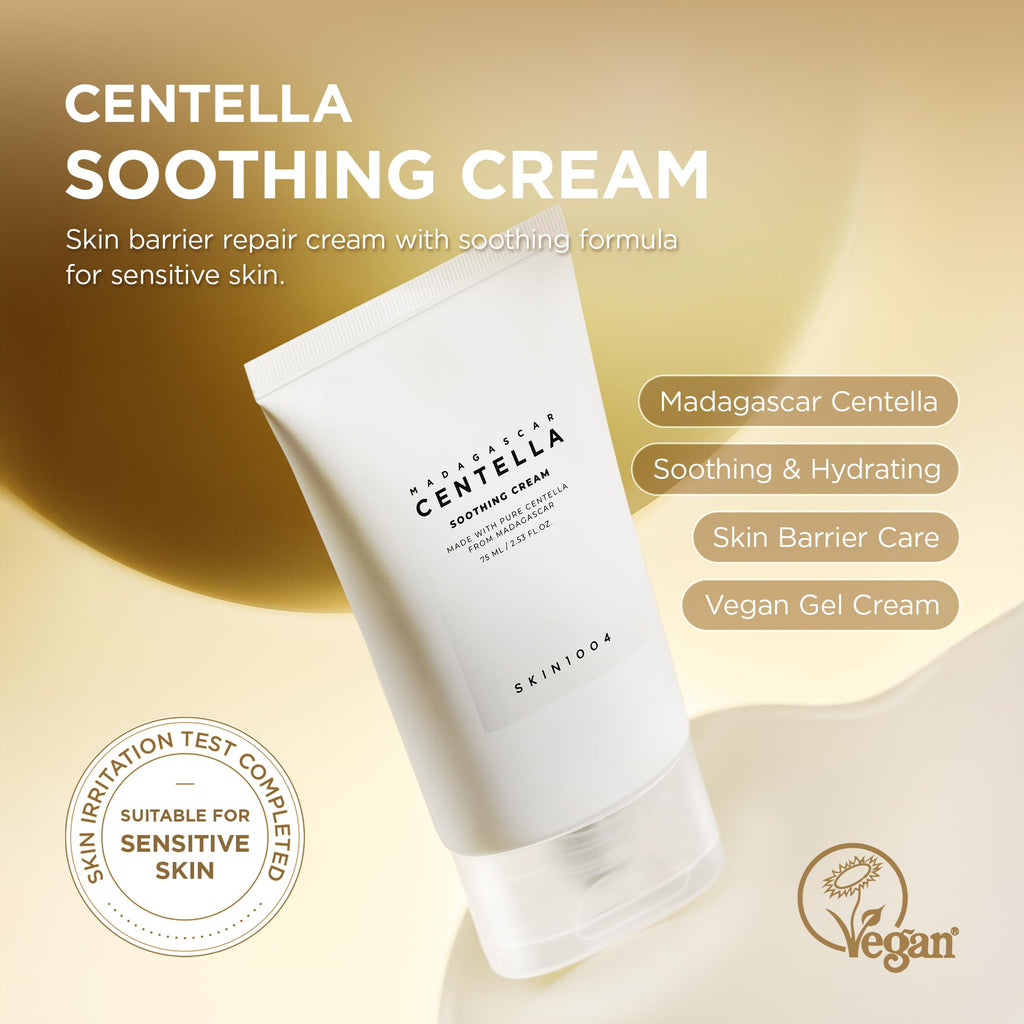 SKIN1004 Centella Soothing Cream, Face Moisturizer with Centella Asiatica, Korean Centella Moisturizer Cream for Soothing & Skin Barrier Support, Cica Gel Cream, Korean Skin Care, 2.53 fl.oz / 75ml