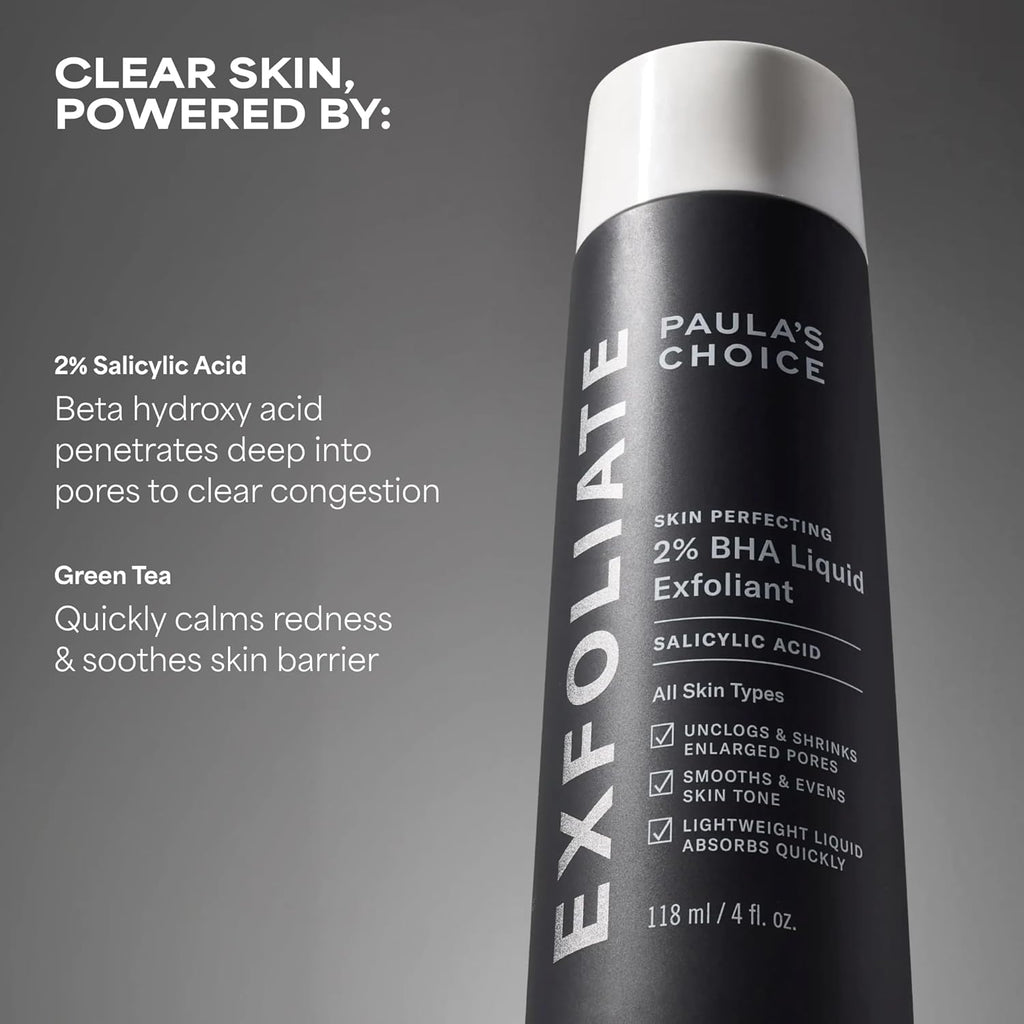Paula's Choice SKIN PERFECTING 2% BHA Liquid Exfoliant | Gentle Salicylic Acid Facial Exfoliator for Blackheads, Enlarged Pores, Wrinkles & Fine Lines