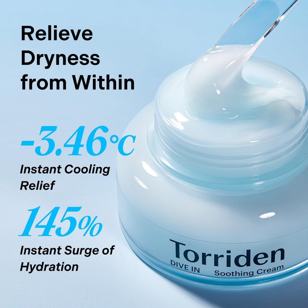 Torriden DIVE IN Serum 1.69 fl.oz. + Soothing Cream (Jar) 3.38 fl.oz. | Hyaluronic Acid Care Set | Deep Hydrating Skin Care to Get Glass Skin