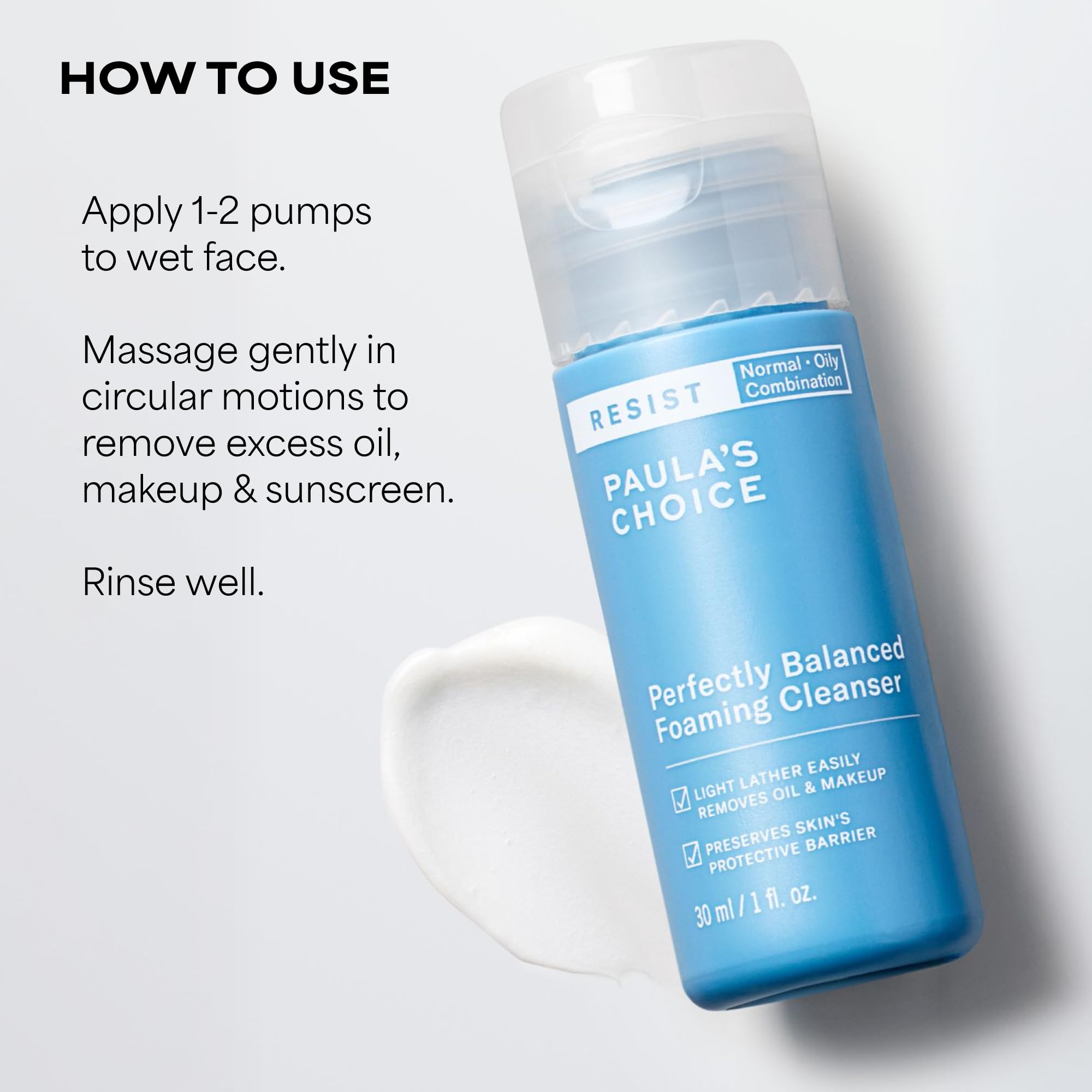 Paula's Choice RESIST Perfectly Balanced Foaming Facial Cleanser | Anti-Aging Face Wash with Hyaluronic Acid & Aloe for Large Pores & Oily Skin, Fragrance-Free