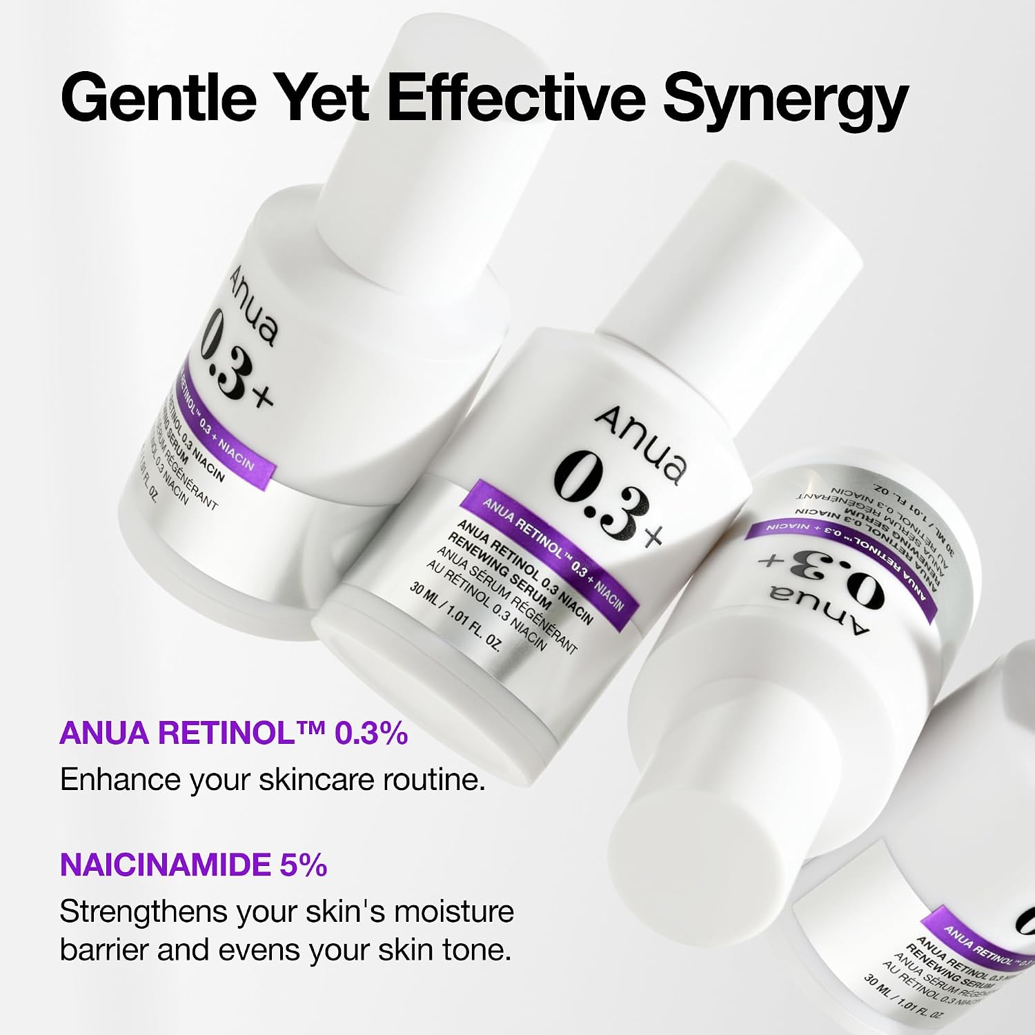 Anua Retinol Serum for Smooth & Renewed Texture, 1.01 fl oz | 0.3% Retinol, 5% Niacinamide, Hydration & Glass Skin, Gentle for Beginners, Korean Skincare
