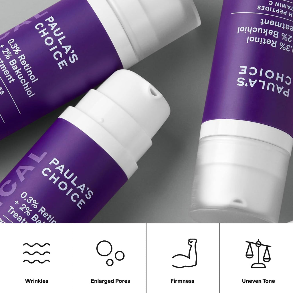 Paula's Choice CLINICAL 0.3% Retinol + 2% Bakuchiol Face Serum, 1 Fl Oz | Anti-Aging Serum with Ceramides, Hyaluronic Acid, Vitamin C & E for Deep Wrinkles & Fine Lines, Fragrance-Free