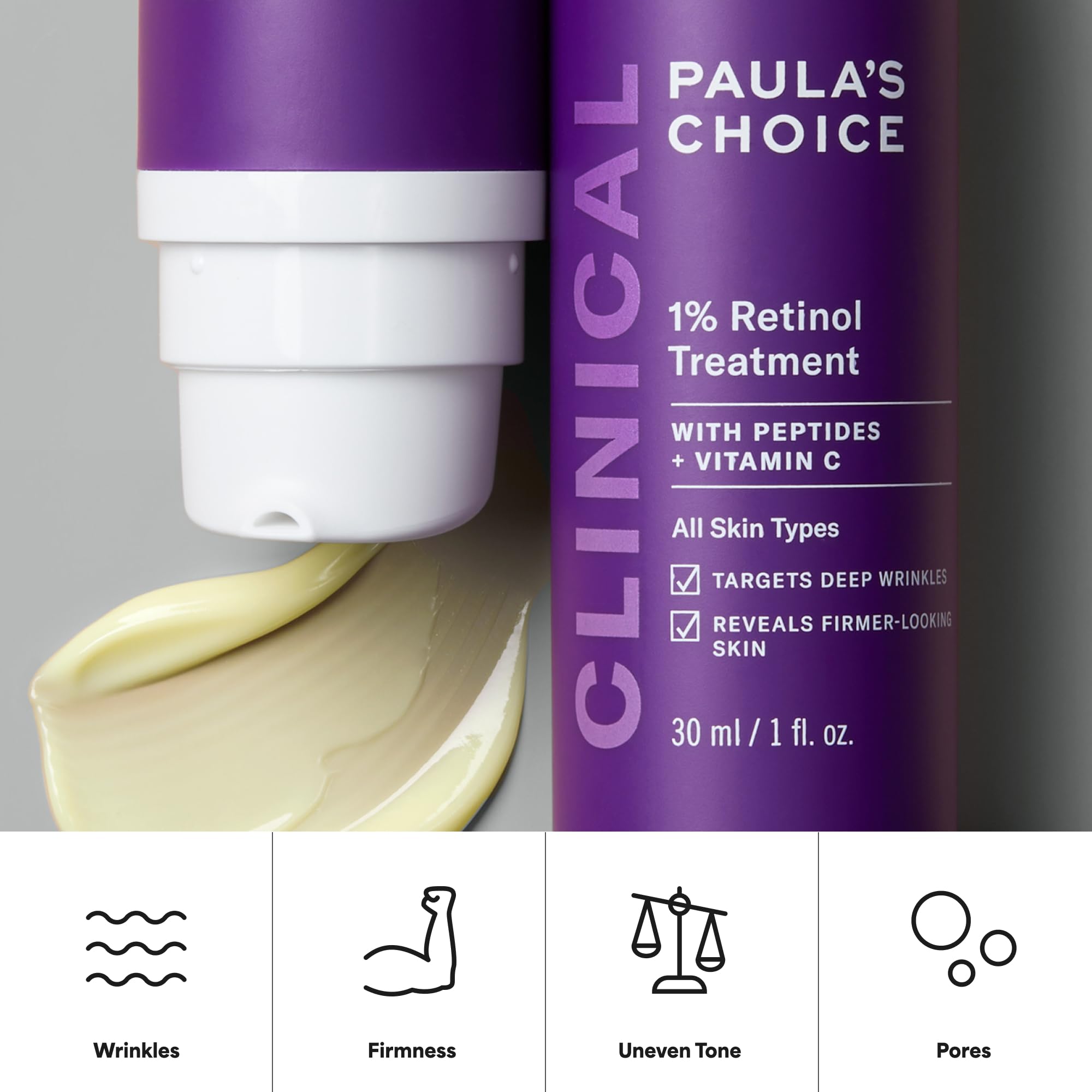 Paula's Choice CLINICAL 1% Retinol Face Treatment with Peptides, 1 Fl Oz