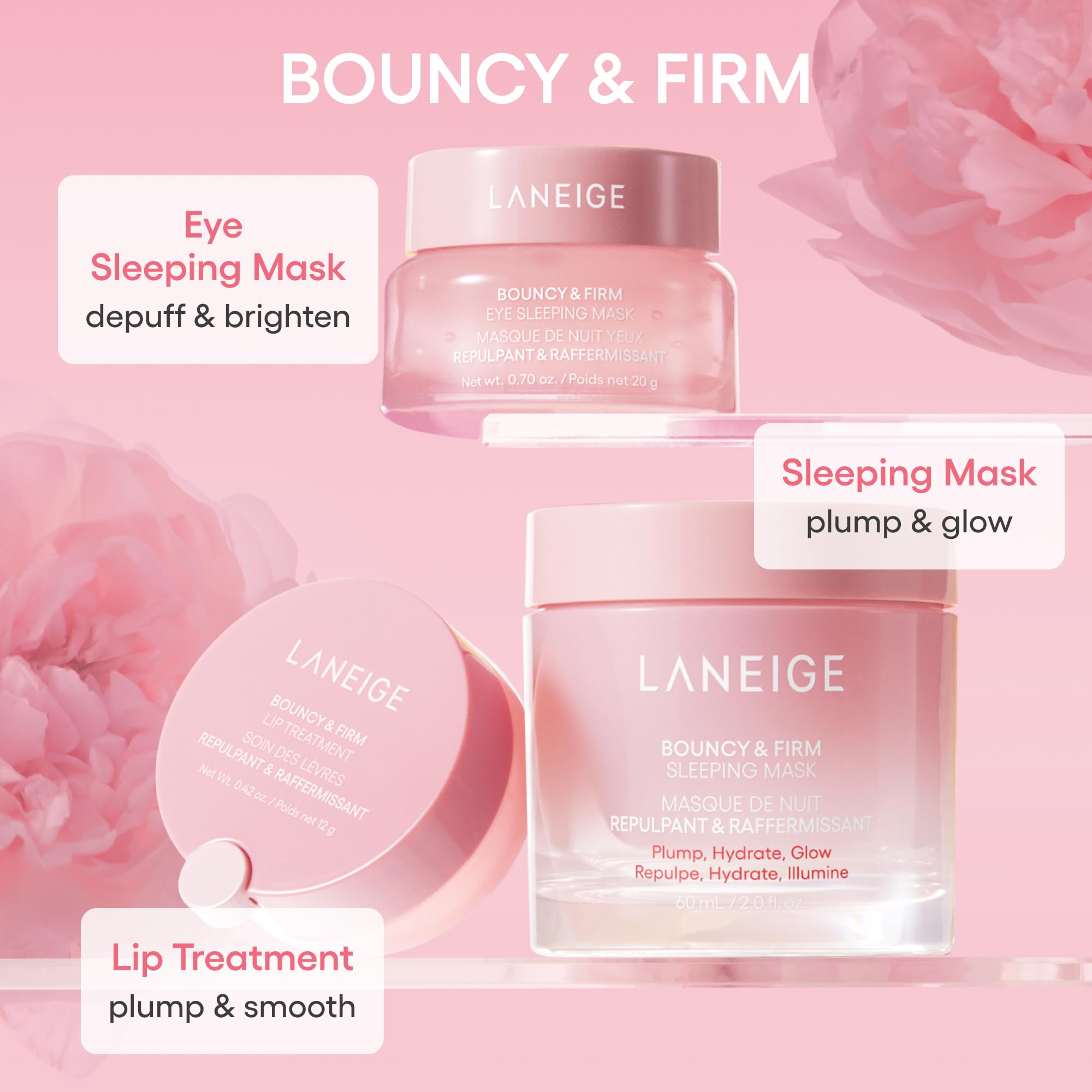 LANEIGE Bouncy & Firm Lip Treatment: Plumping & Firming Lip Care with Peony & Collagen Complex, Ceramide Capsules, & 5D Hyaluronic Acid for Hydration