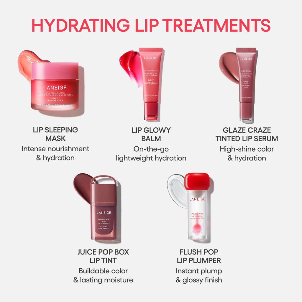 LANEIGE Flush Pop Peptide Lip Gloss Treatment Tube | Plumping & Volumizing Cooling Gel | Korean Skin Care