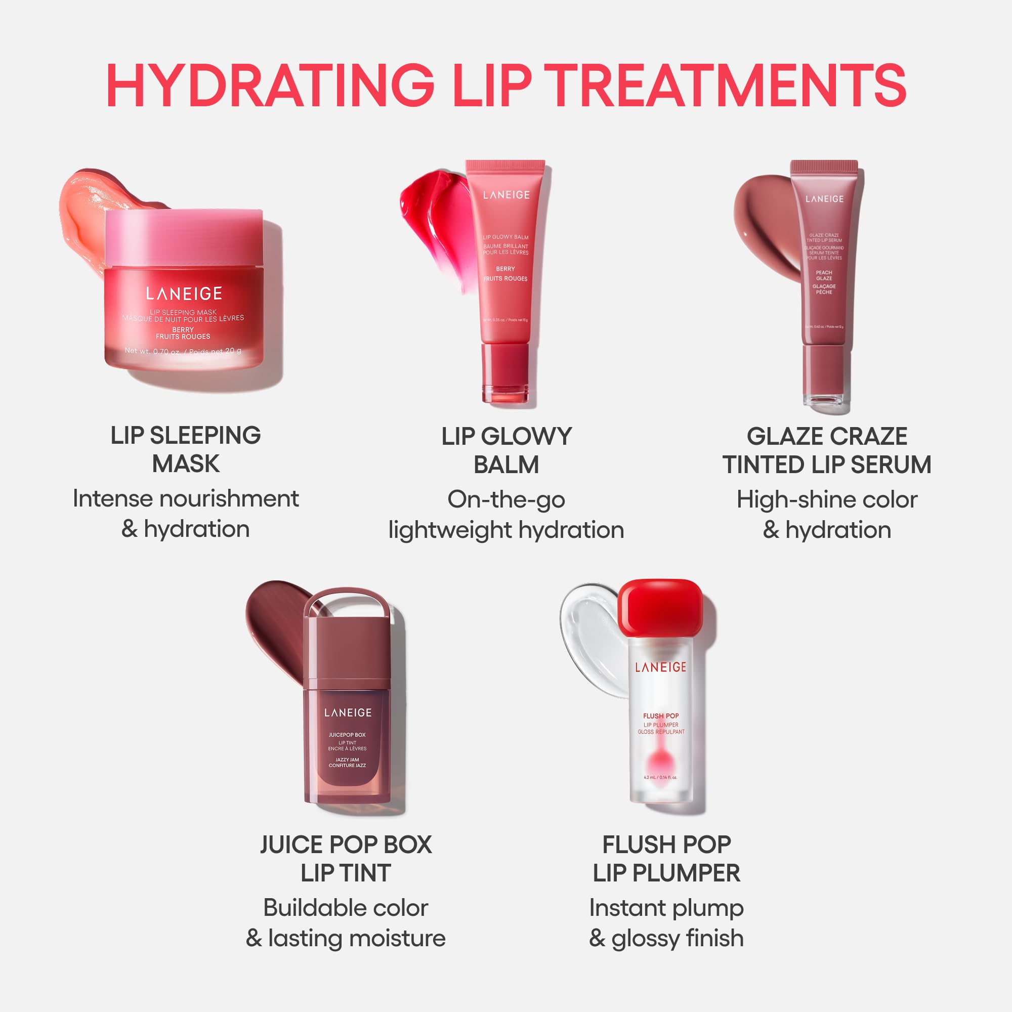 LANEIGE Flush Pop Peptide Lip Gloss Treatment Tube | Plumping & Volumizing Cooling Gel | Korean Skin Care