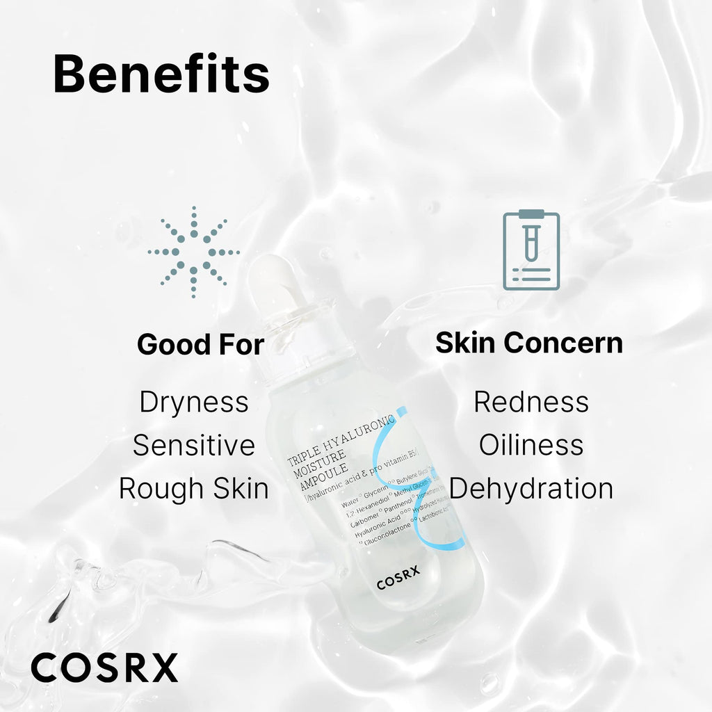 COSRX 3X Hyaluronic Acid Moisture Ampoule For Dry Skin, 1.35 fl.oz