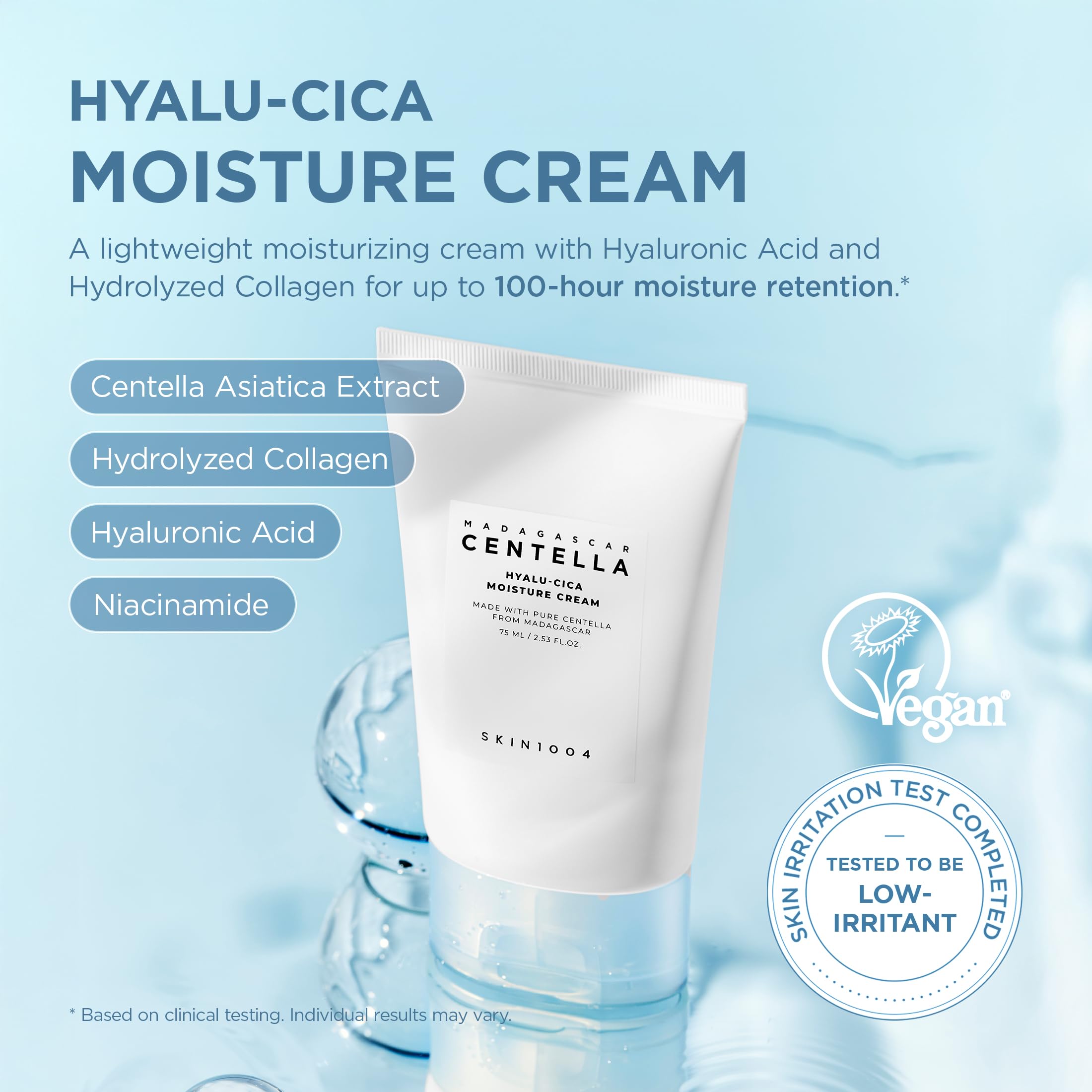 SKIN1004 Hyalu-Cica Moisture Cream, Face Moisturizer with Hyaluronic Acid, Centella Cream for Deep Hydration, Lightweight Nourishing Gel Moisturizer for Face, Korean Skin Care, 2.53 fl oz / 75ml
