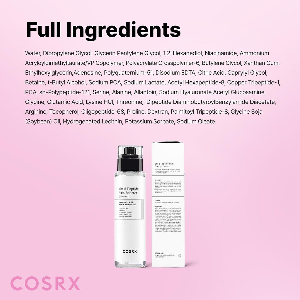COSRX 6X Peptide Collagen Skin Booster Toner Serum for Dull Skin, 5.07 oz | Preps Skin with Copper Peptides, GHK-Cu for Uneven Skin Texture, Skin Renewal Boosting Facial Essence, Korean Skin Care