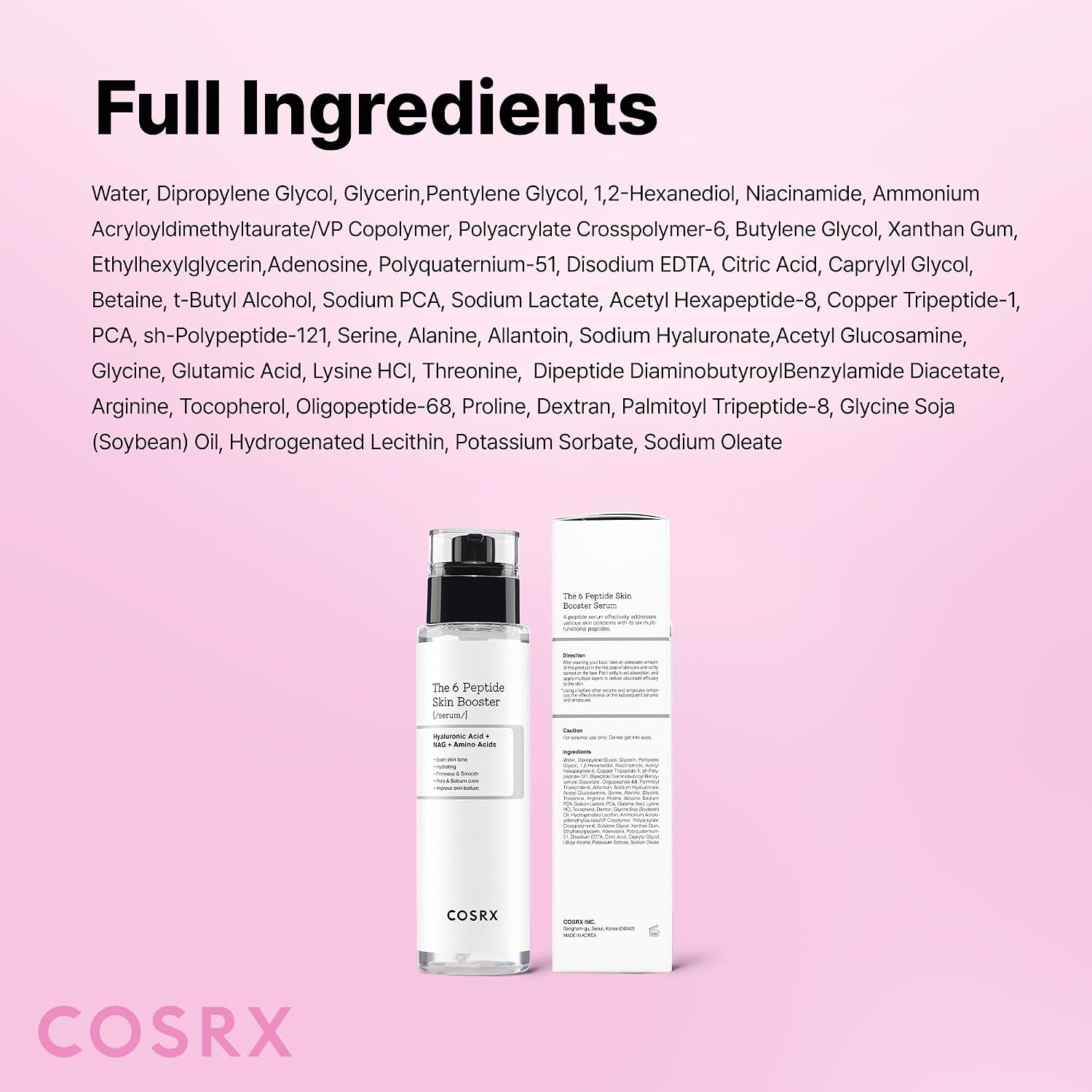 COSRX 6X Peptide Collagen Skin Booster Toner Serum for Dull Skin, 5.07 oz | Preps Skin with Copper Peptides, GHK-Cu for Uneven Skin Texture, Skin Renewal Boosting Facial Essence, Korean Skin Care