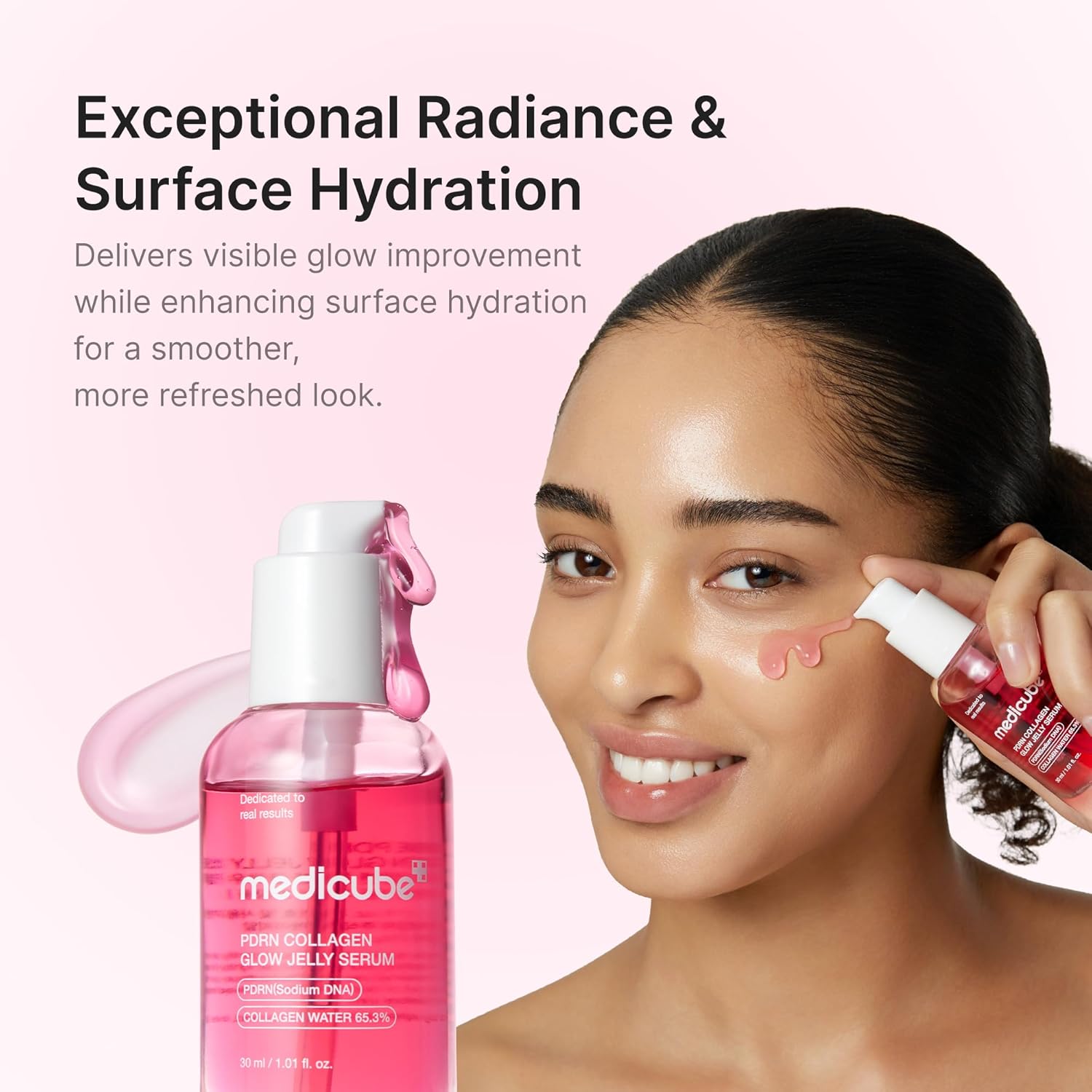 medicube PDRN Pink Collagen Glow Jelly Serum | Lightweight Water-Jelly For Plump & Supple Skin - Radiance & Elasticity Care, Korean Skin Care 1.01 fl.oz