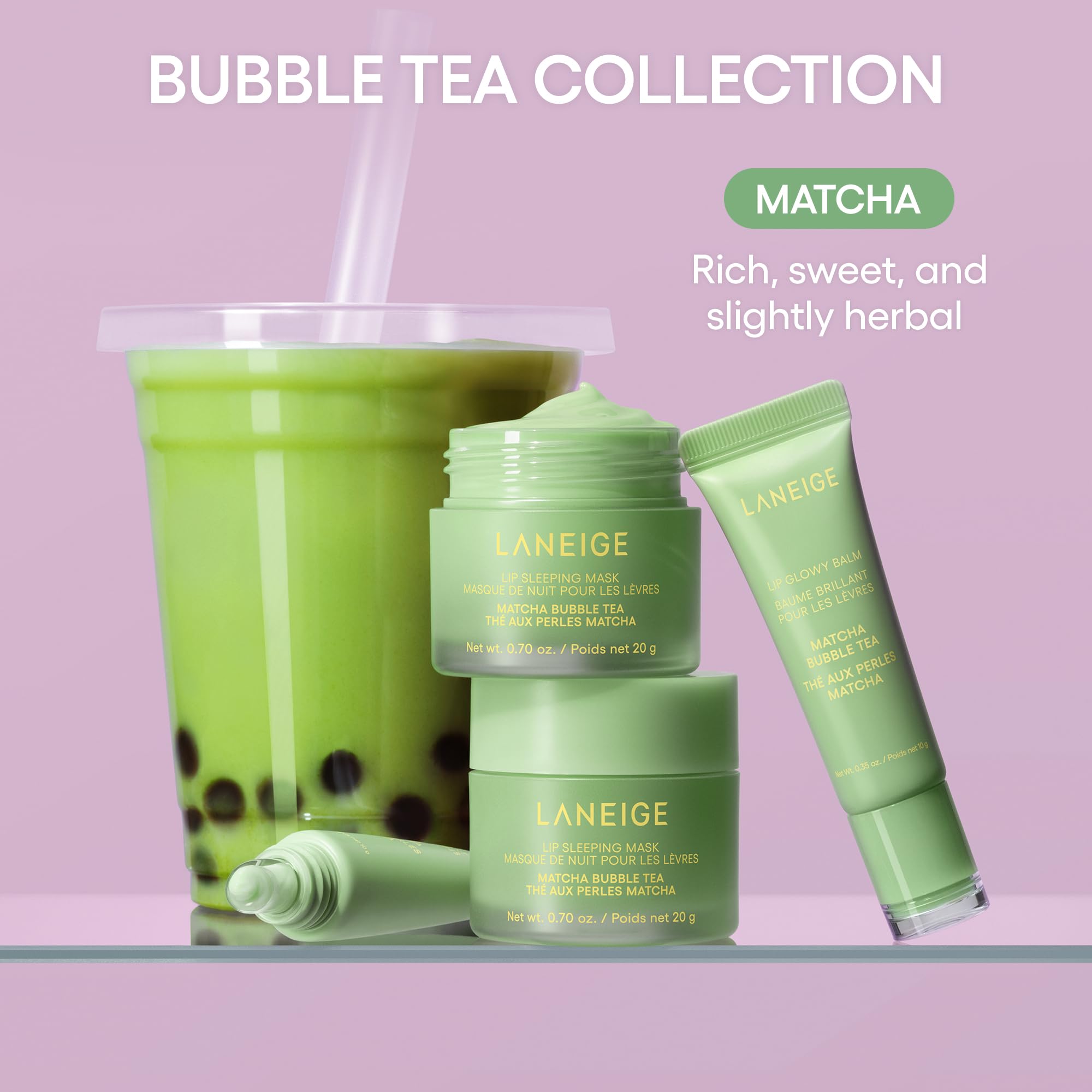 LANEIGE Lip Glowy Balm: Sheer Tinted Lip Treatment Balm Tube with Shea & Murumuru Butters for Hydrating, Moisturizing, Glossy, Non-Sticky Shine, Berry | Korean Skin Care, Matcha Bubble Tea