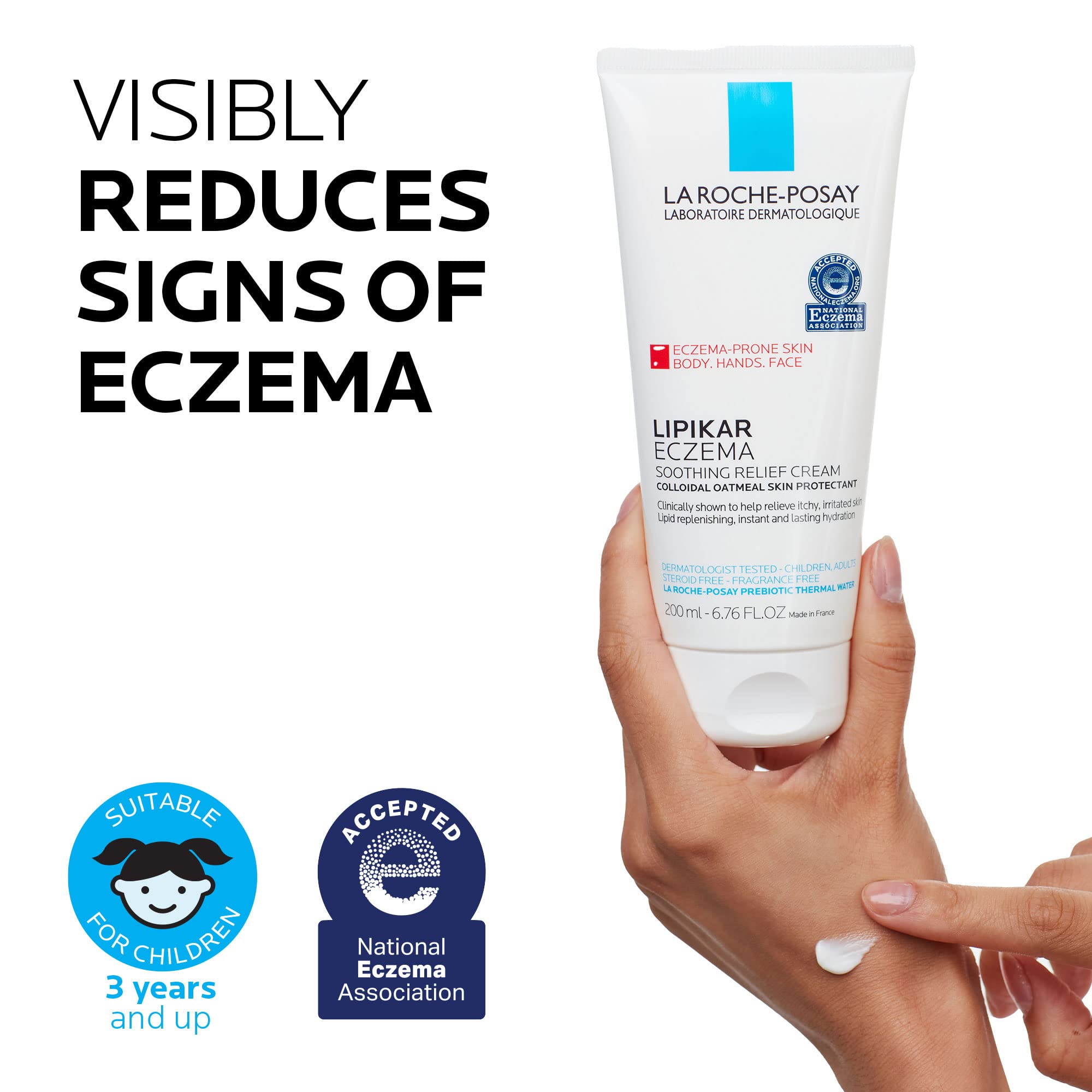 La Roche-Posay Lipikar Soothing Relief Eczema Cream,Face and Body Lotion For Eczema and Sensitive,Dry Skin,Moisturizer with Colloidal Oatmeal to Relieve Irritation,(Pack of 2)