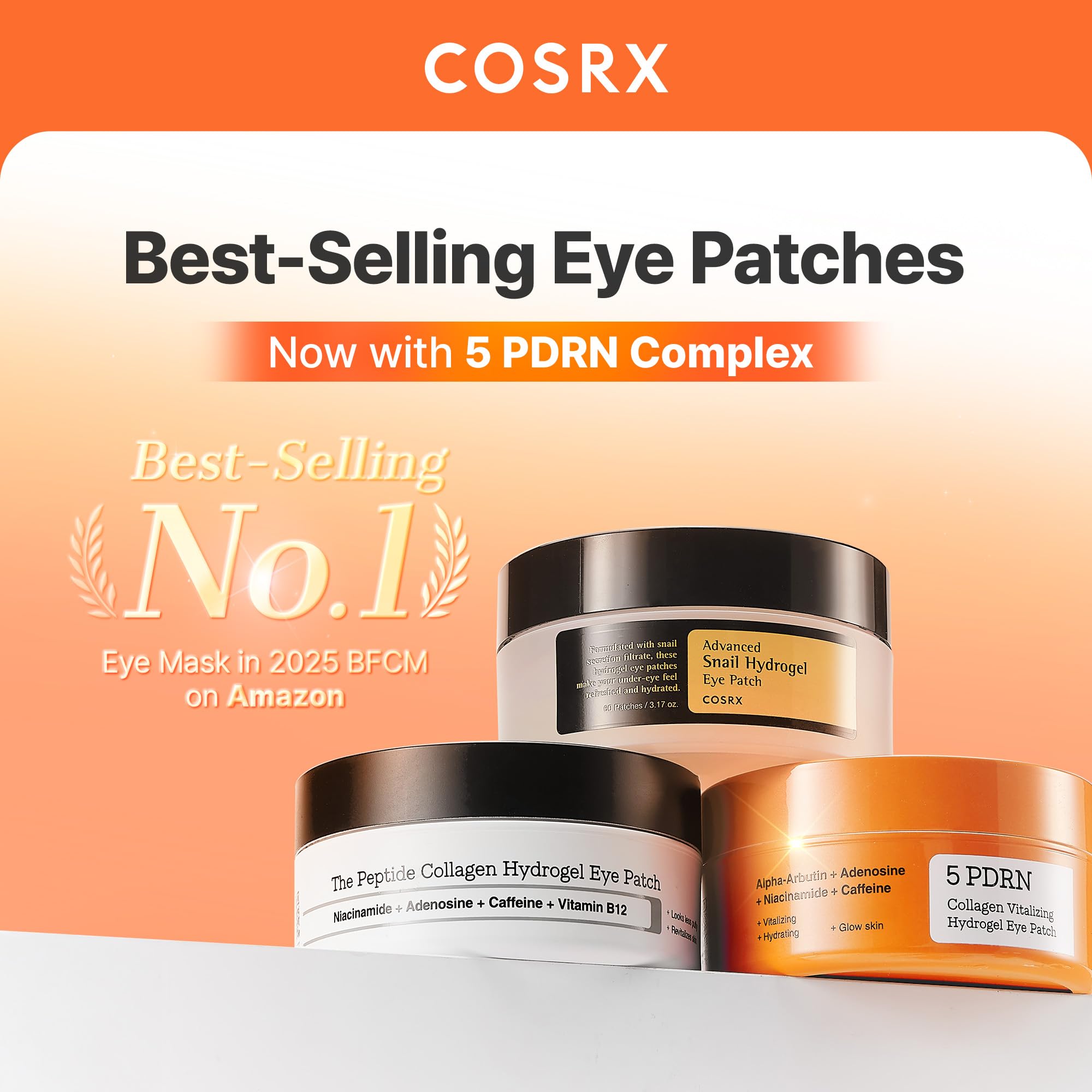 COSRX 5-PDRN Collagen Eye Patches for Dark Circles, 60 Under Eye Patches