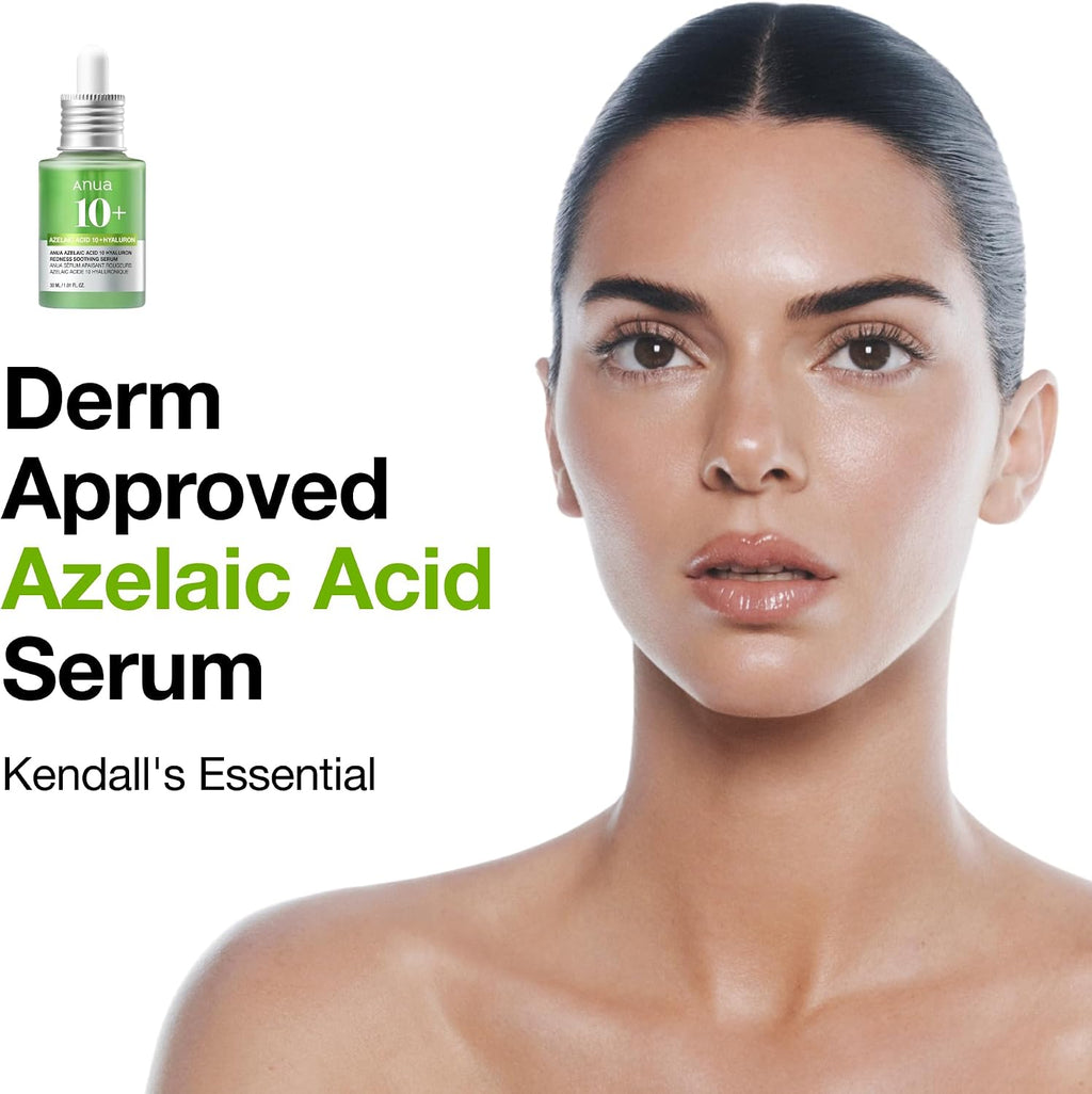 Anua Azelaic Acid 10 Hyaluron Redness Soothing Serum, 1.01 fl oz | Facial Serum for Blemish-Prone & Oily-Prone Skin, Lightweight & Hydrating Blemish Care, Hyaluronic Acid, Korean Skincare