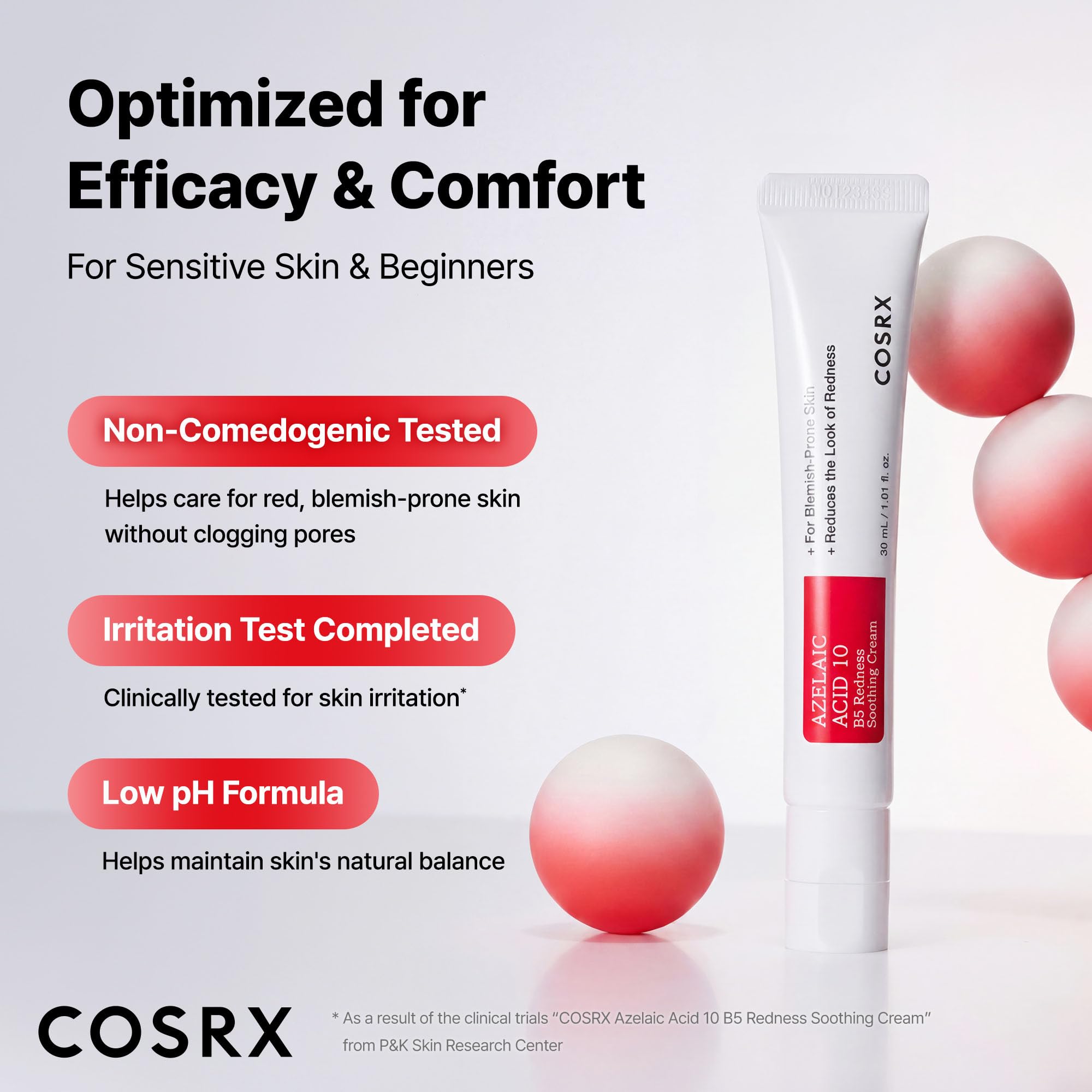 COSRX Azelaic Acid 10 B5 Redness Soothing Cream Gel, 1.01 fl oz.