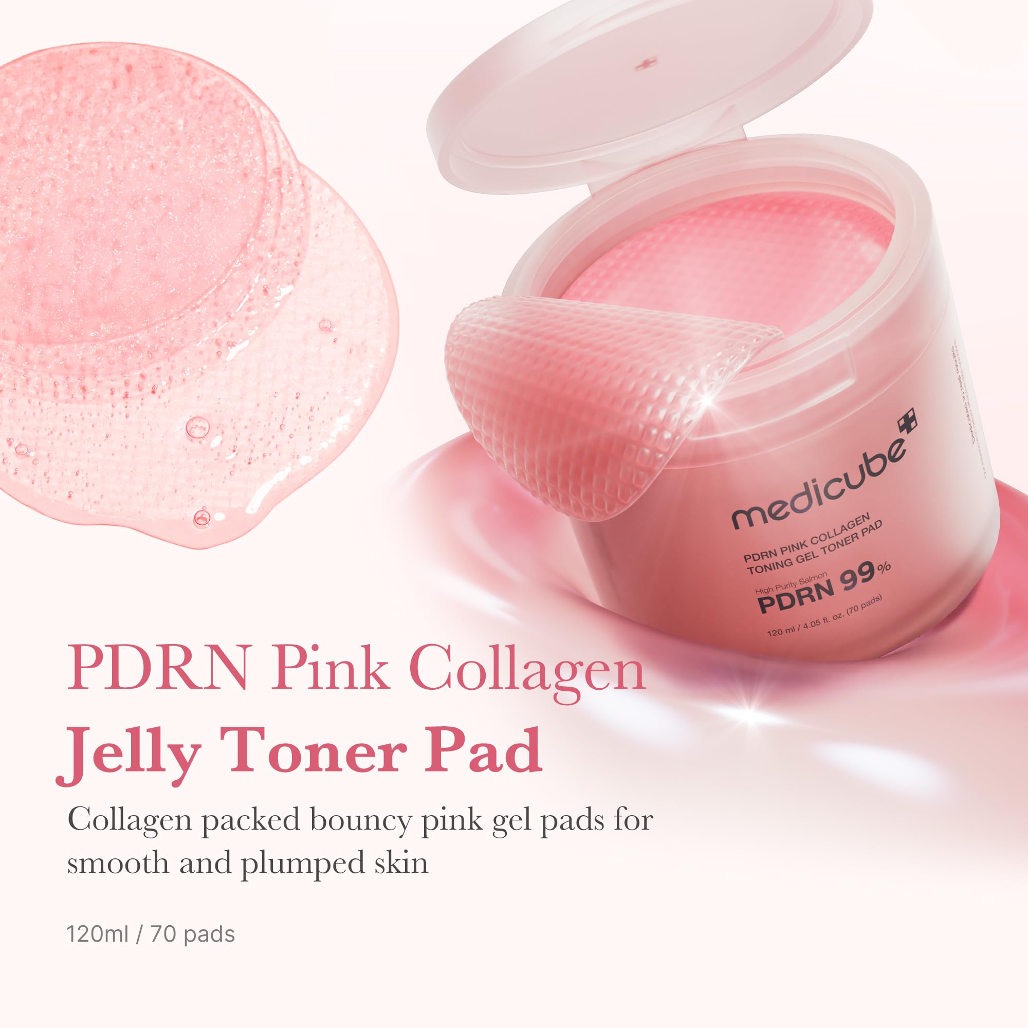 medicube Toner Pads Salmon DNA PDRN Pink Collagen Jelly Pad for Soothing