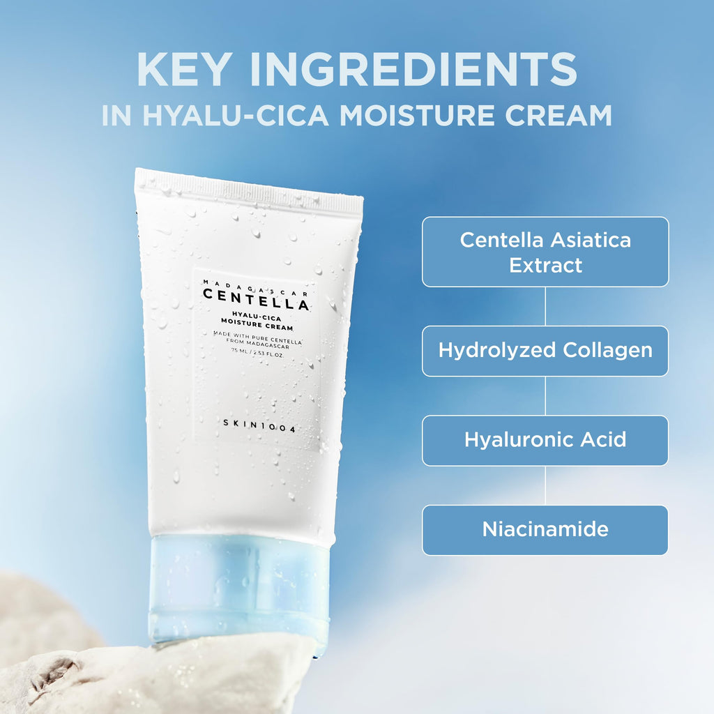SKIN1004 Hyalu-Cica Moisture Cream, Face Moisturizer with Hyaluronic Acid, Centella Cream for Deep Hydration, Lightweight Nourishing Gel Moisturizer for Face, Korean Skin Care, 2.53 fl oz / 75ml