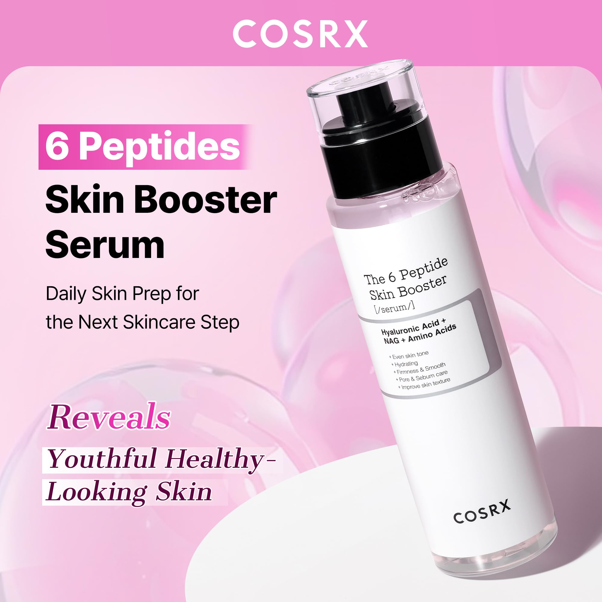 COSRX 6X Peptide Collagen Skin Booster Toner Serum for Dull Skin, 5.07 oz