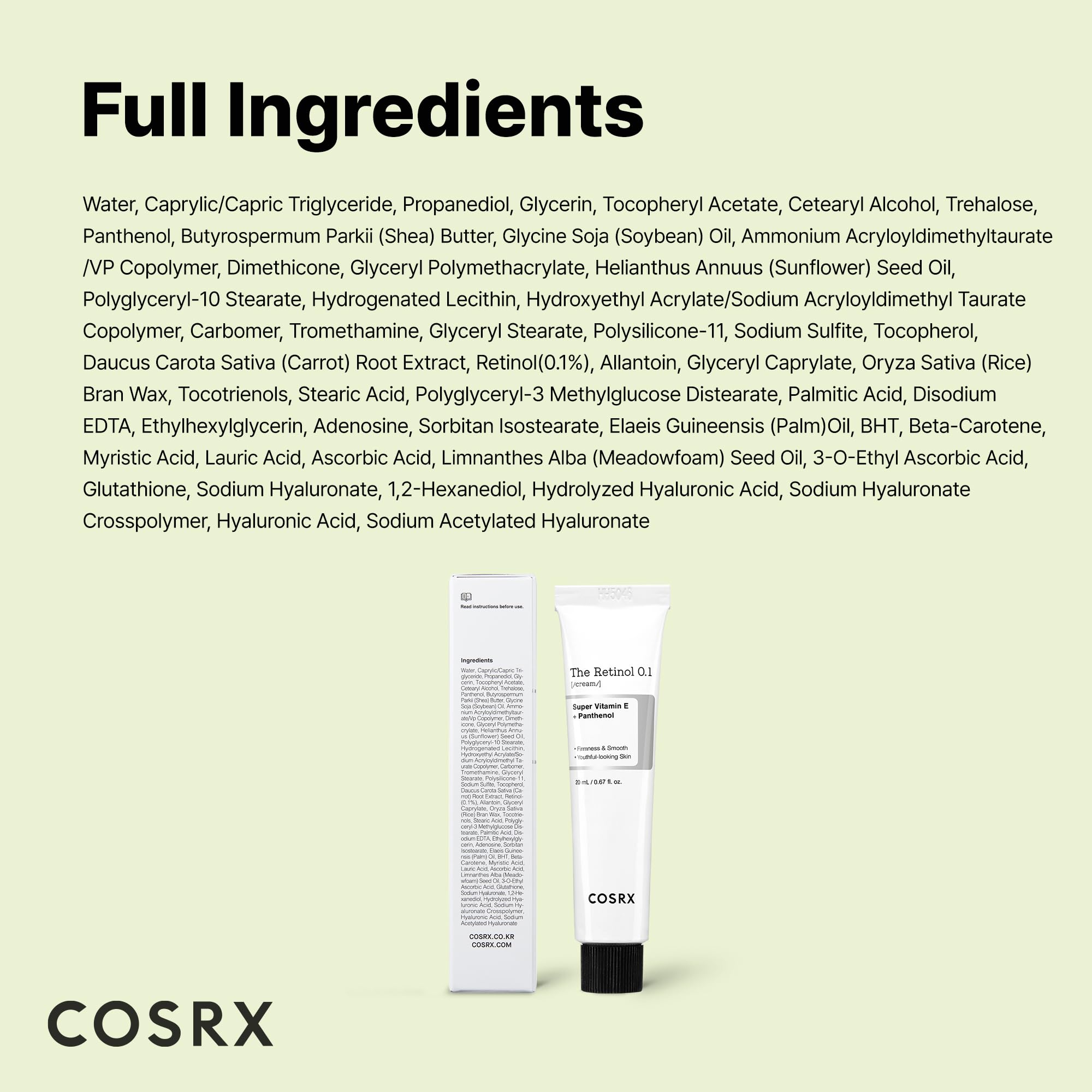 COSRX Retinol 0.1% Cream, Anti-Aging Eye & Neck Cream (0.67 fl.oz)